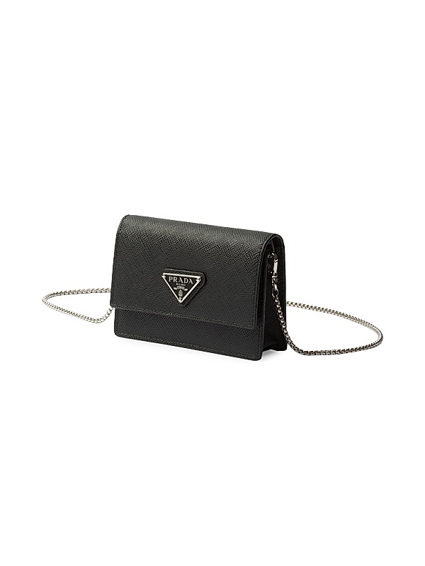 Shop Prada Saffiano Leather Card Holder with Shoulder Strap Shop Prada Saffiano Leather Card Holder with Shoulder Strap