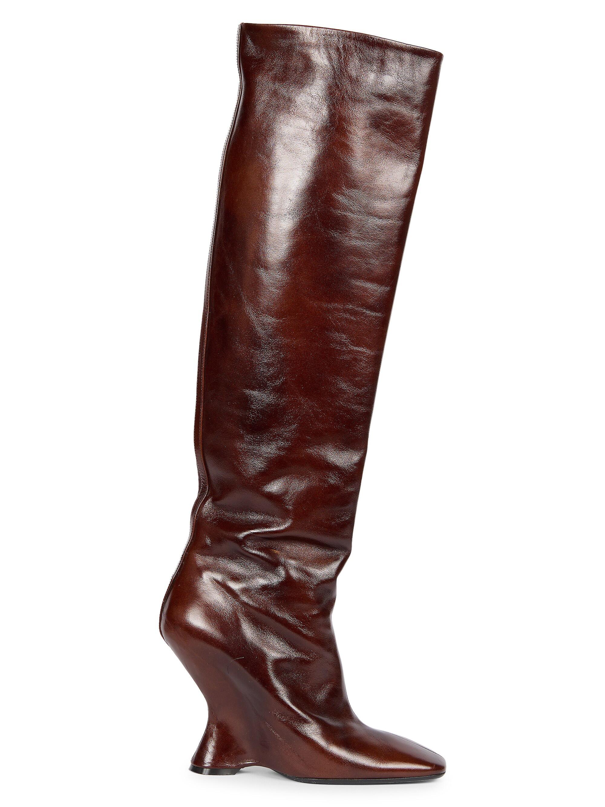 Dries Van Noten Women's 105MM Leather Boots - Dark Brown