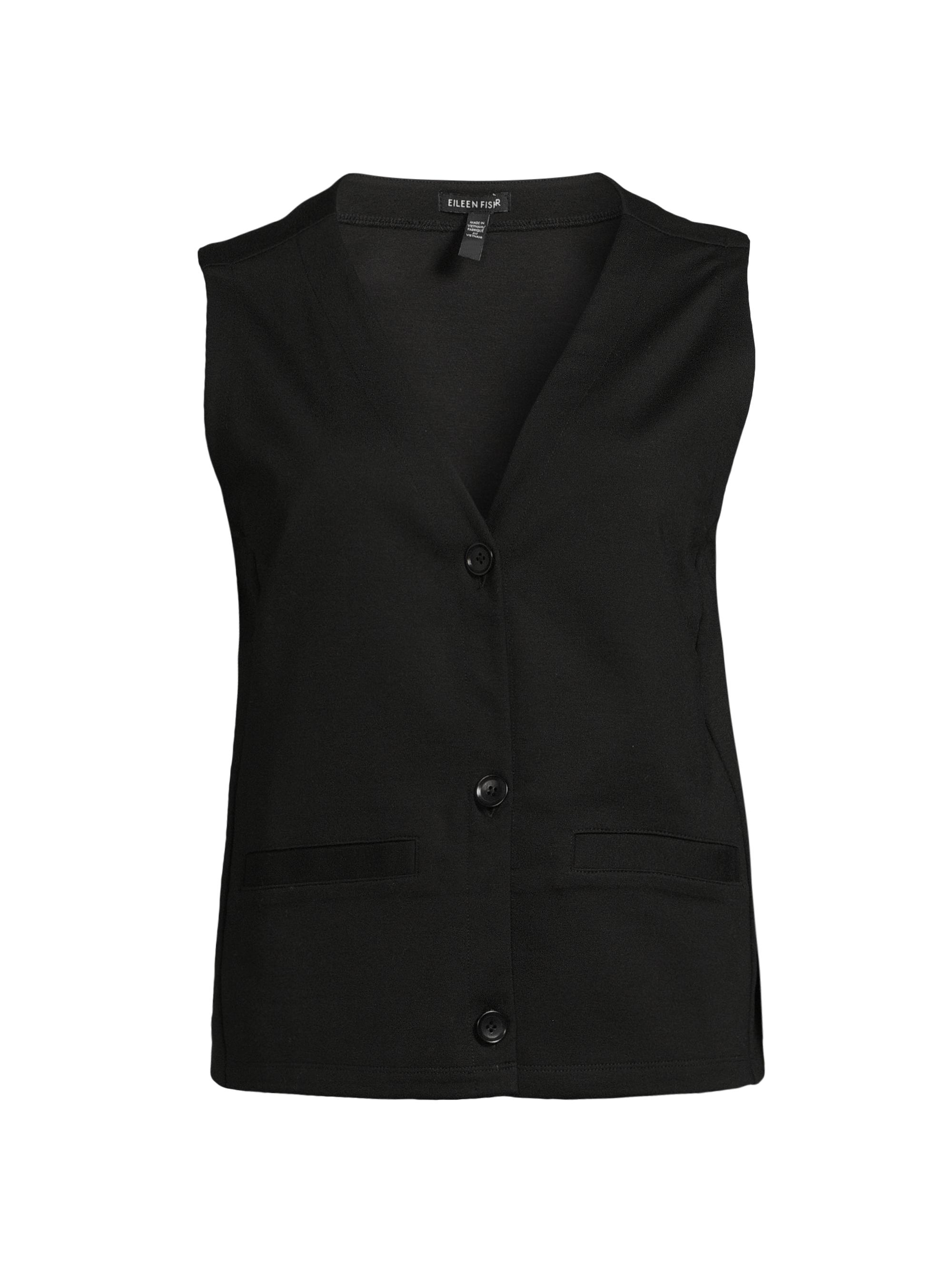 Eileen Fisher Women's V-Neck Button-Front Vest - Black