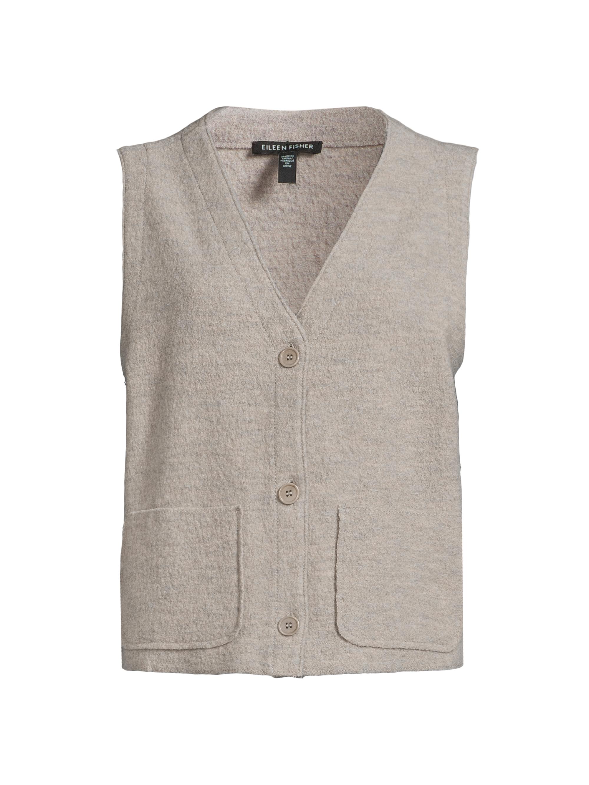 Eileen Fisher Women's Boiled Wool V-Neck Vest - Dove