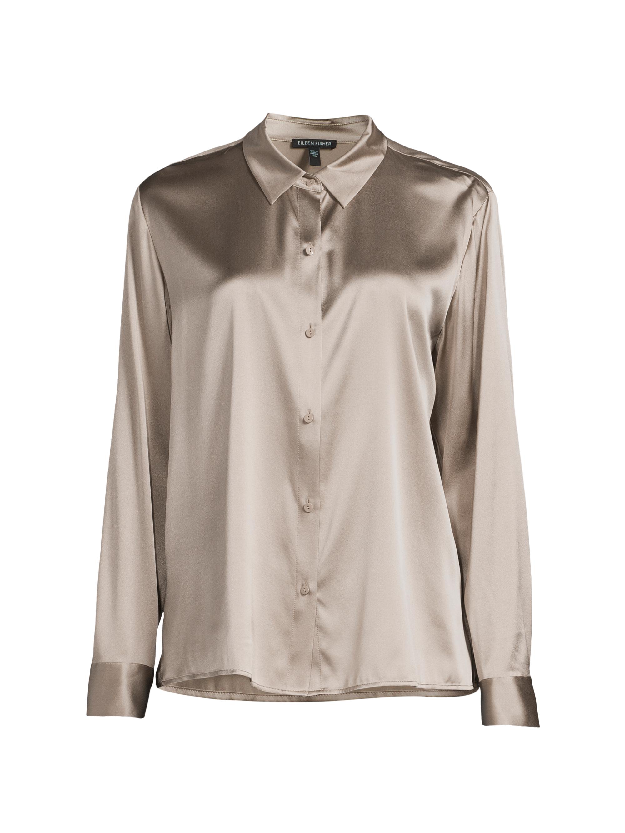 Eileen Fisher Women's Stretch Silk Easy Shirt - Dove