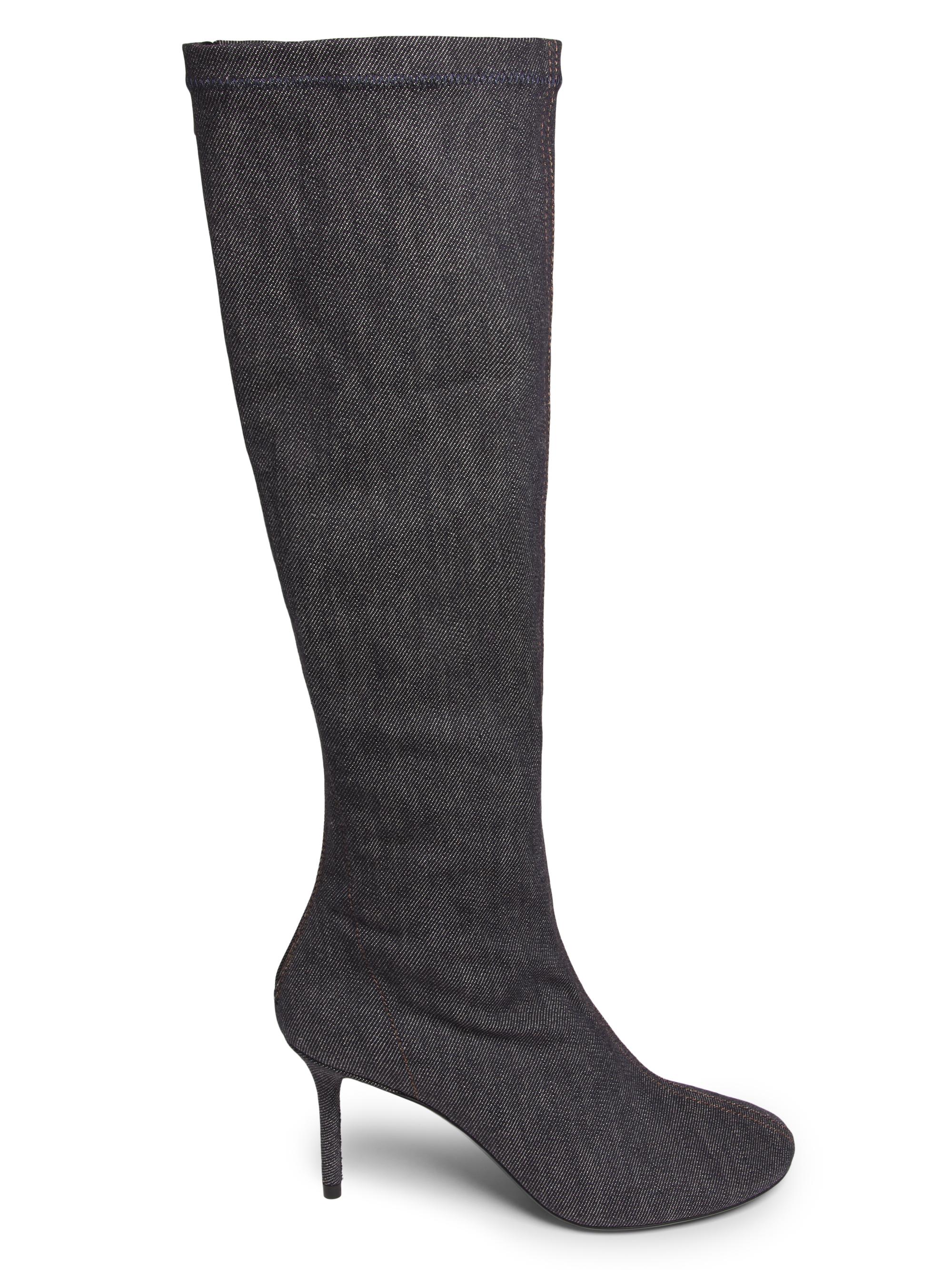 Courreges Women's Nude Denim 75MM Stiletto Boots - Dark Heather Grey
