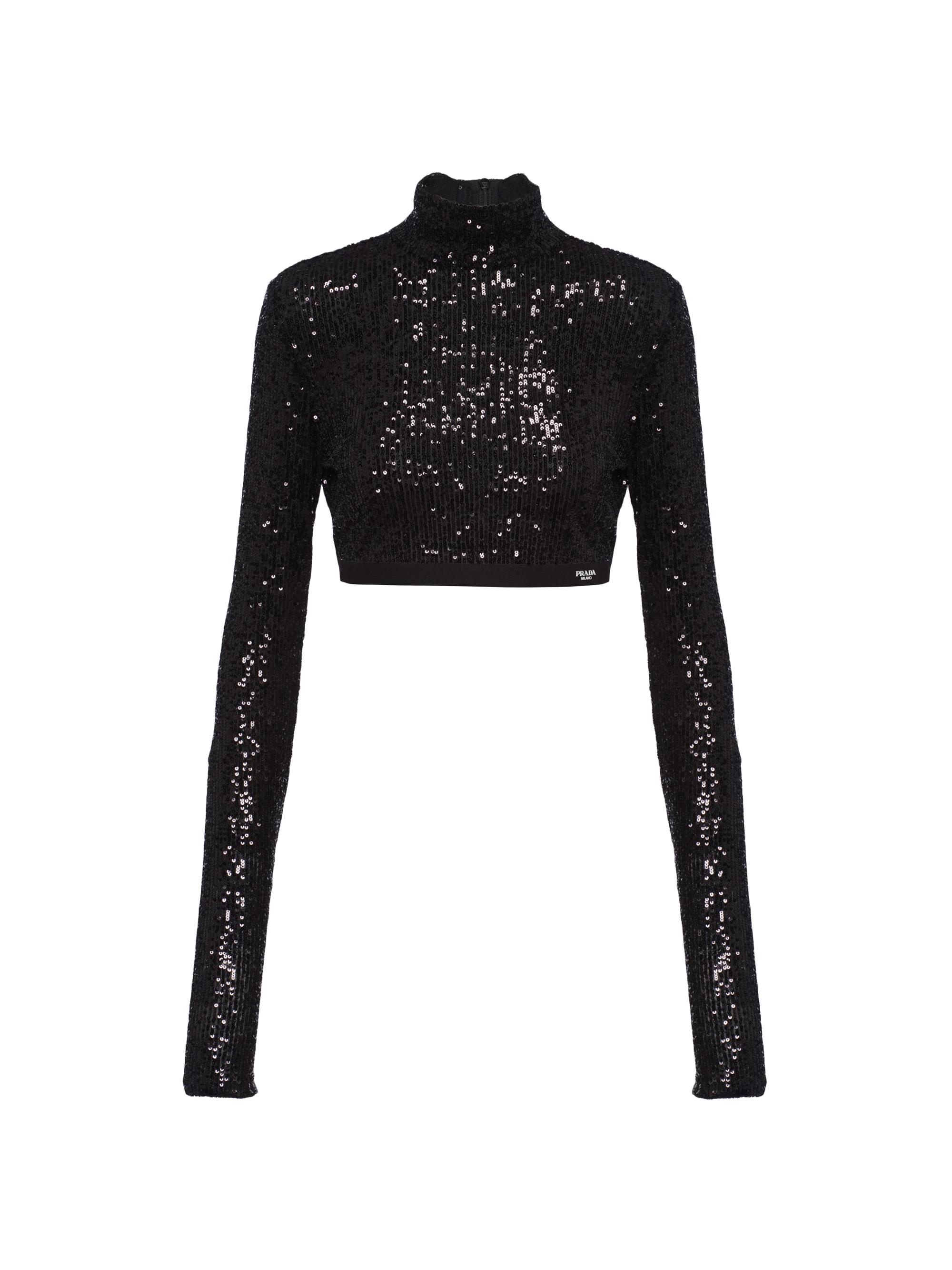 Prada Women's Sequined Stretch Top - Black