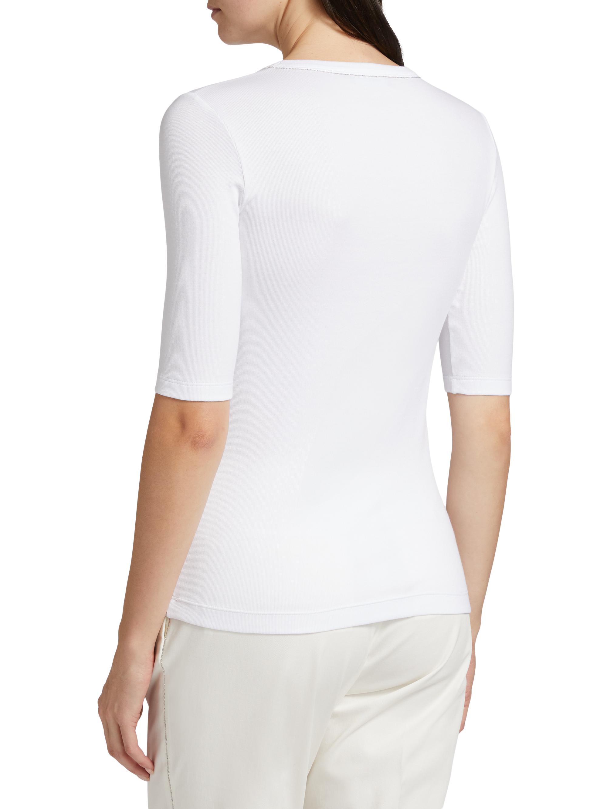 Fabiana Filippi Women's Rib-Knit Jersey T-Shirt - Bianco Ottico | Thumbnail 5