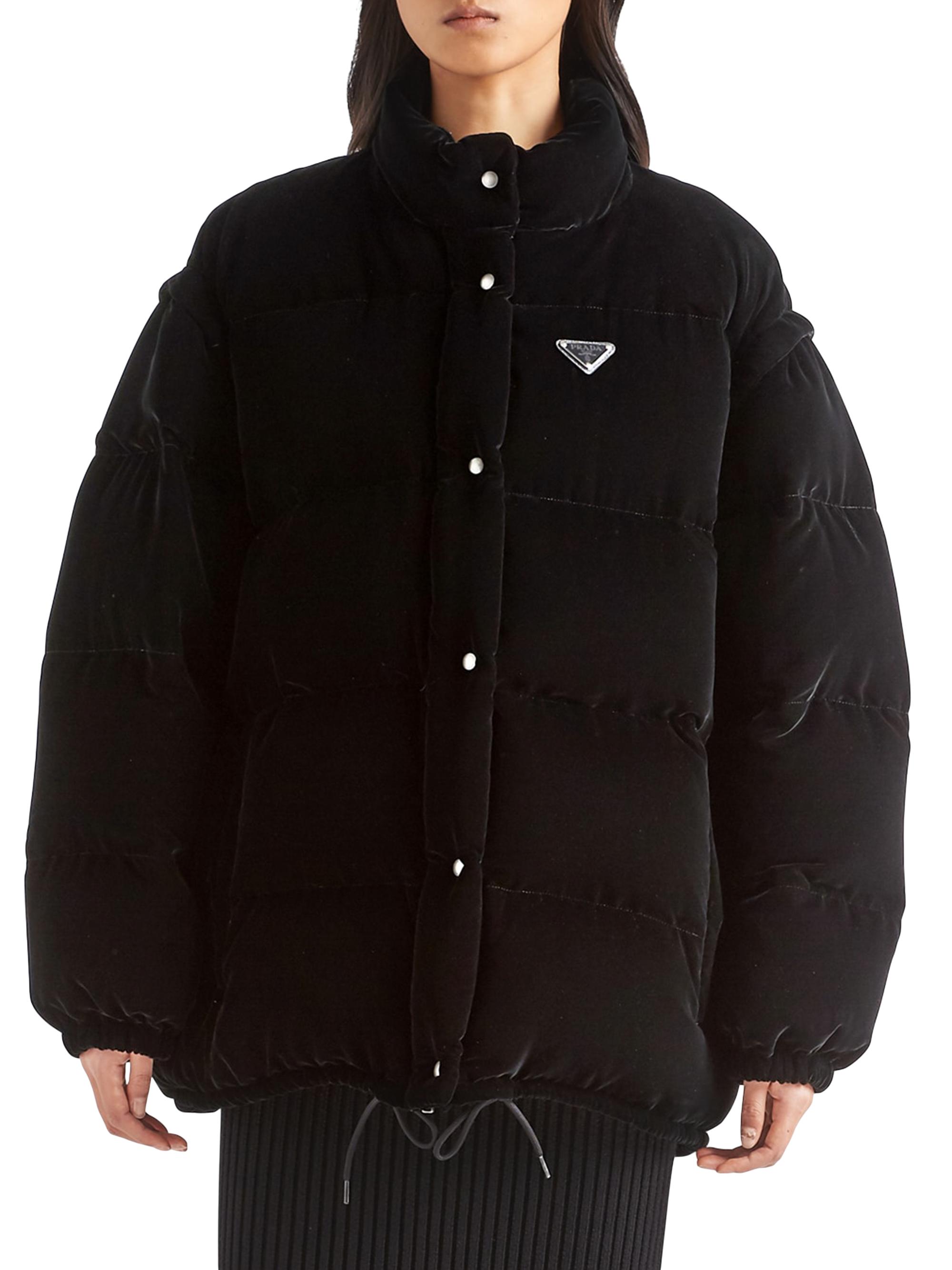 Ameri VELVET DOWN JACKET AMARI PUFFER JACKET in BLACK | The UPSIDE
