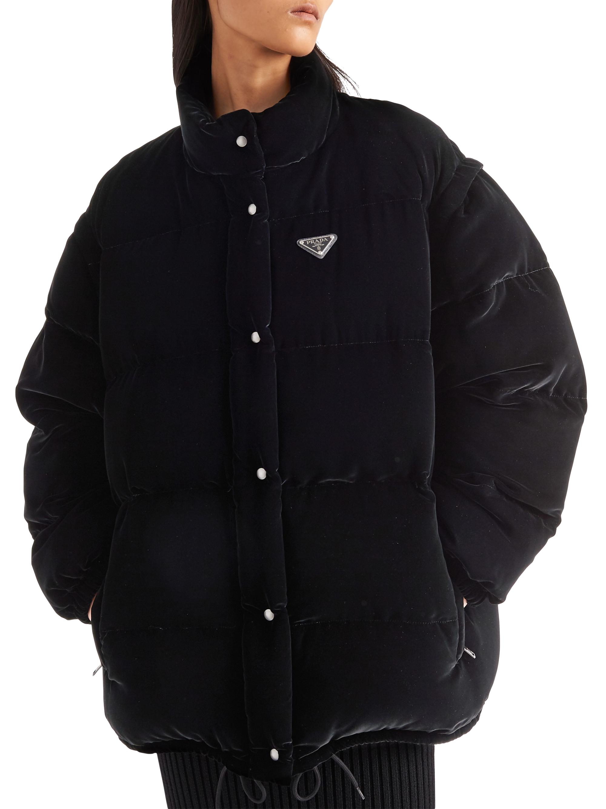 Ameri　VELVET DOWN JACKET AMARI PUFFER JACKET in BLACK | The UPSIDE