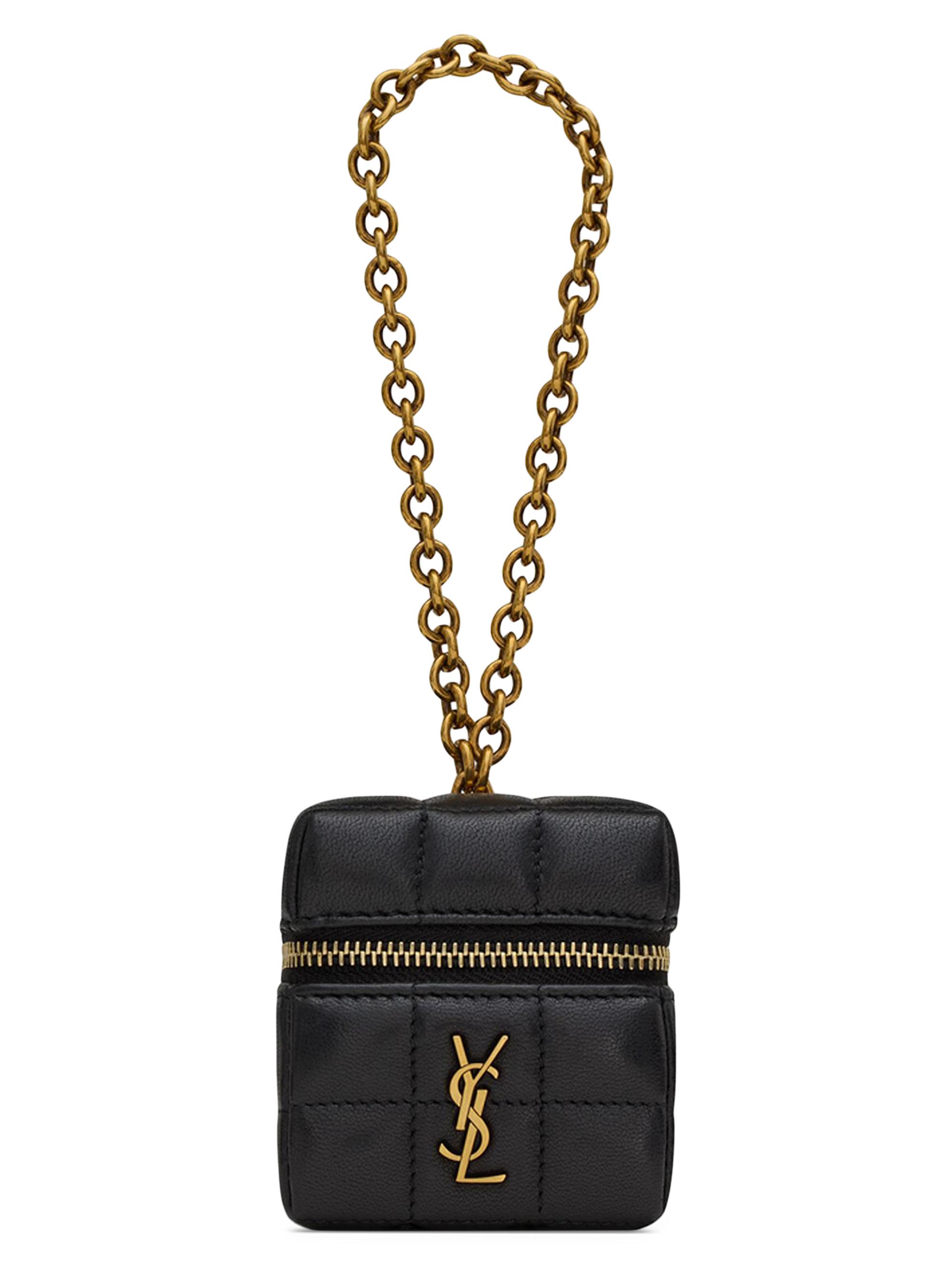 Saint Laurent Uptown Chain Wallet In Crocodile-embossed