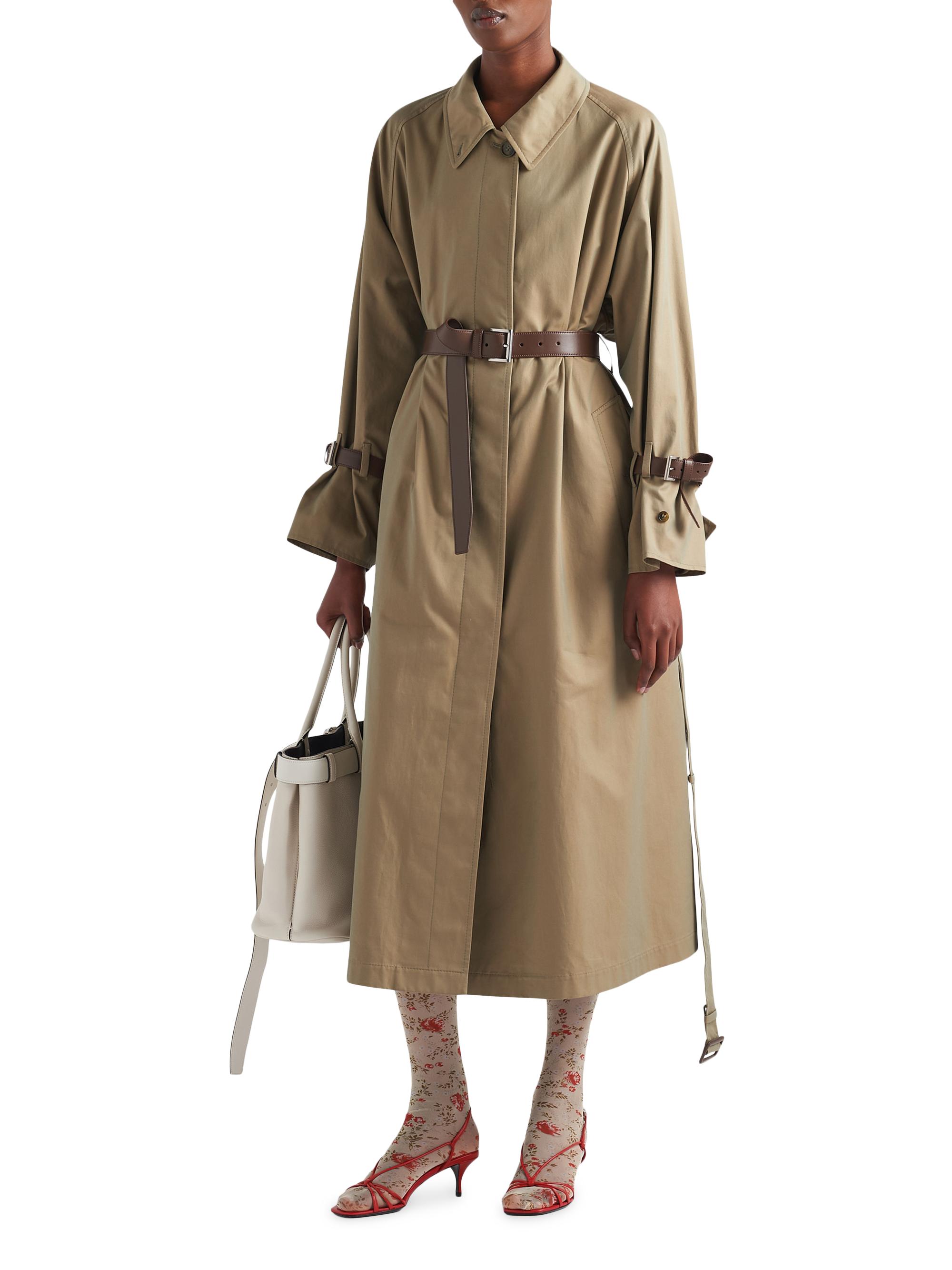 PRADA オリーブ色 ミリタリーロングコート ベルト付き 44 PRADA オリーブ色 ミリタリーロングコート ベルト付き 44 PRADA