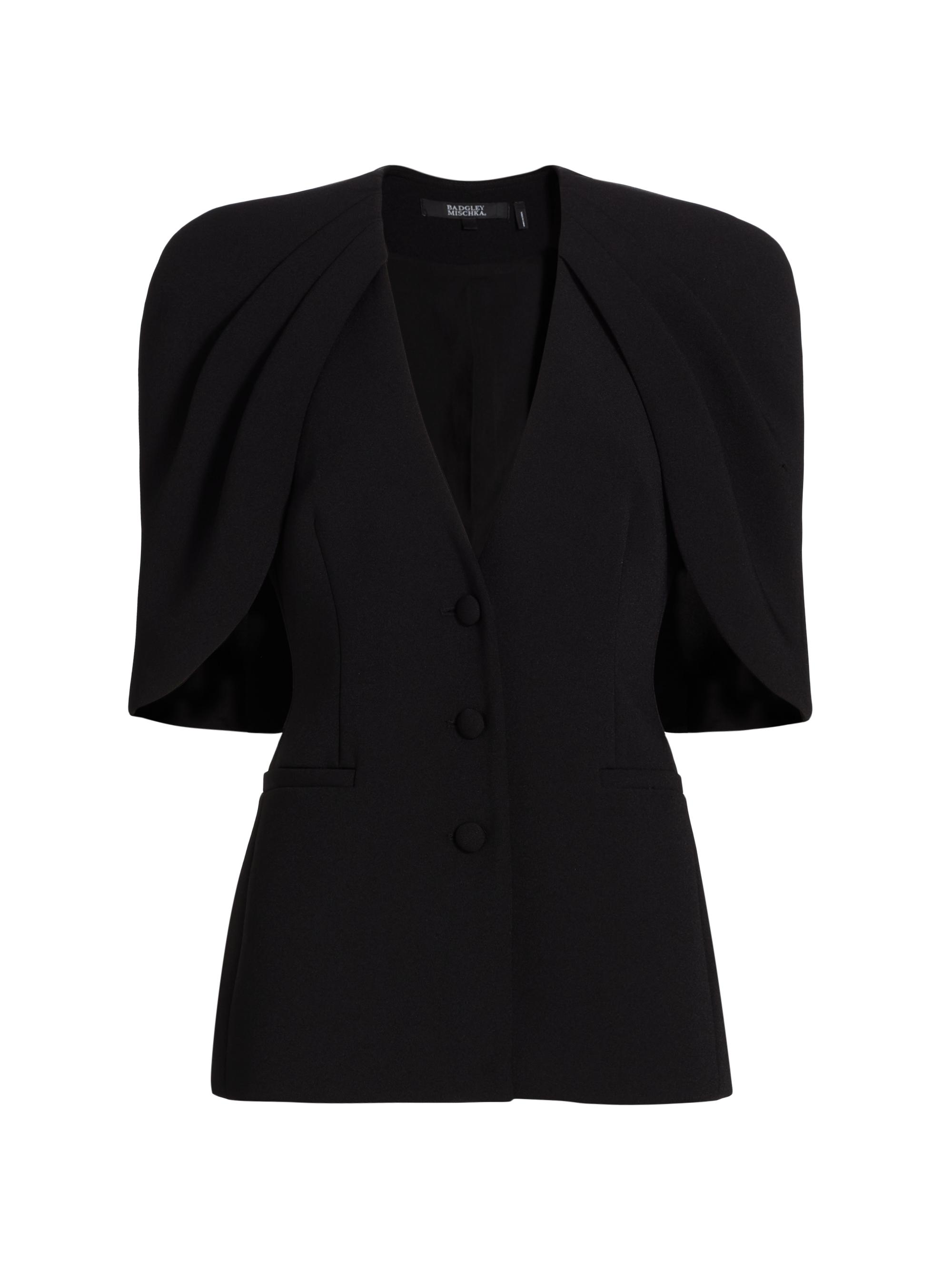 Badgley Mischka Women's Crepe V-Neck Button-Front Blouse - Black