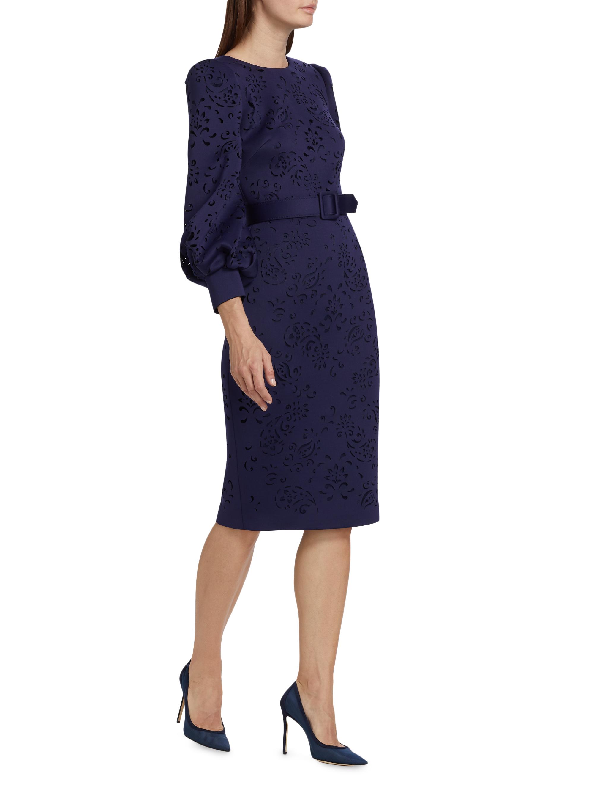 knee length dresses for ladies Parla Cut Out Long Sleeve Midi Dress - Black