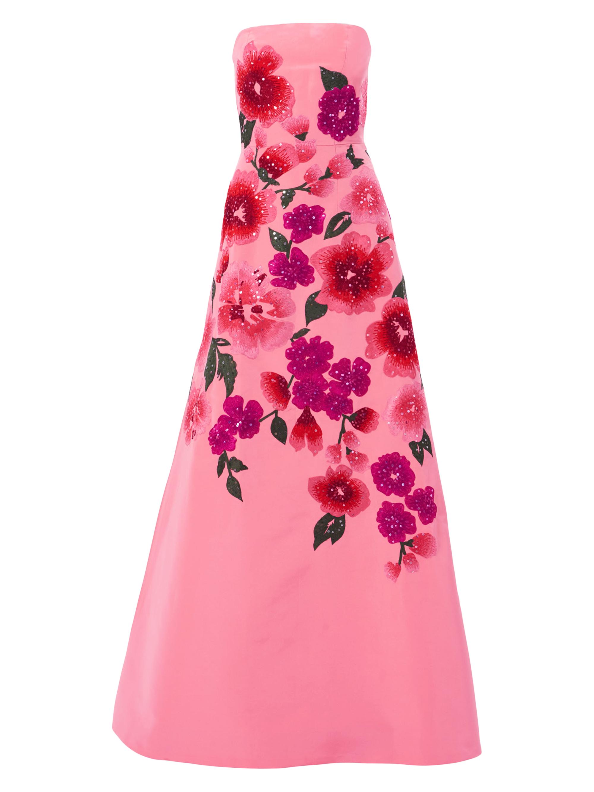 Carolina Herrera Women's Sequined Floral Silk A-Line Gown - Sunset Multi