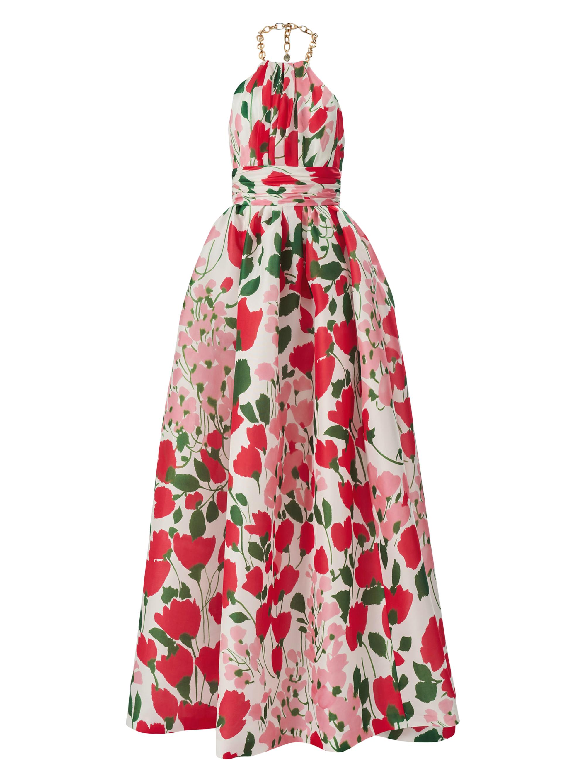 Carolina Herrera Women's Floral Silk Chain Halter Gown - White Multi