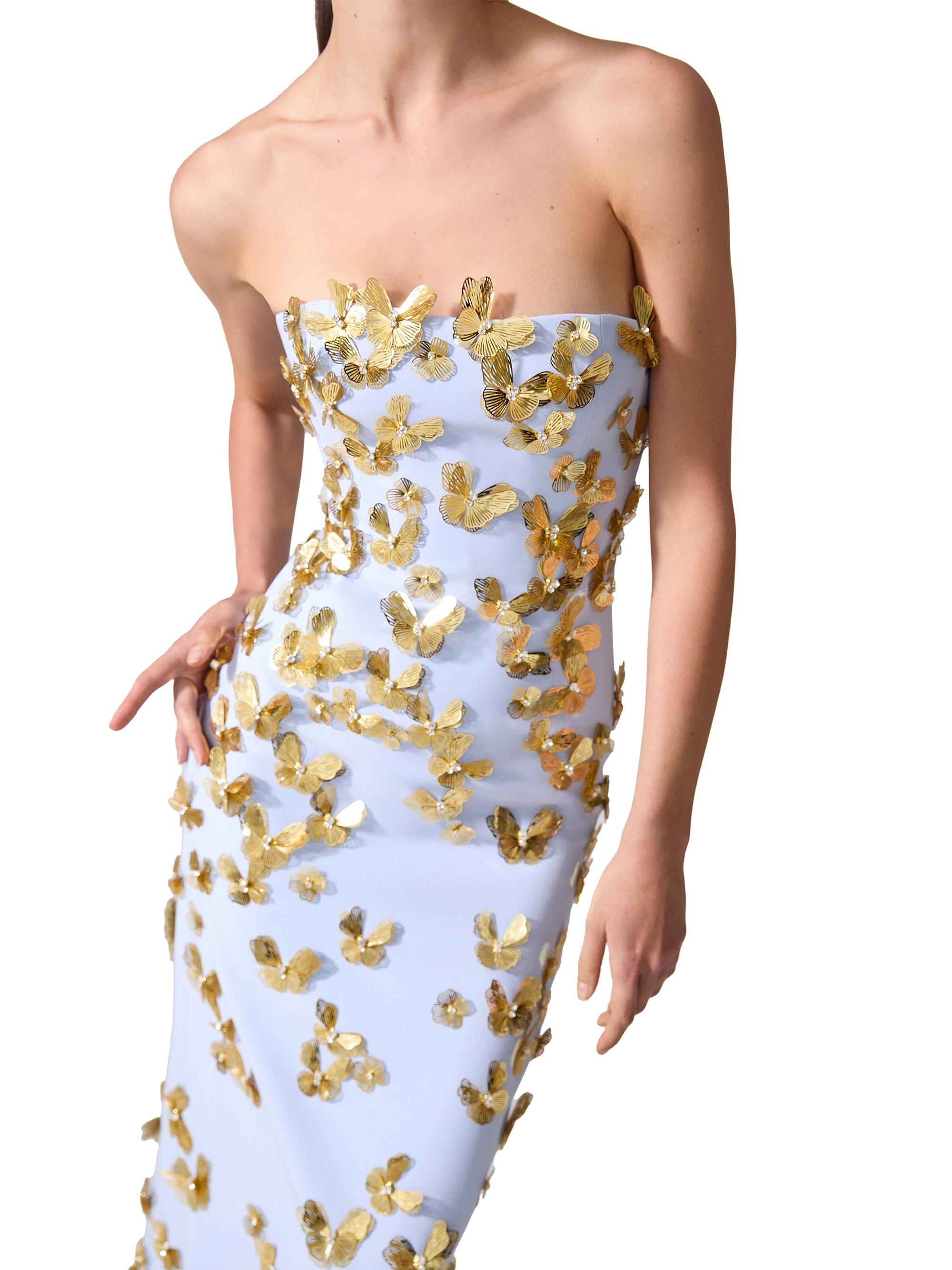 slim fit dress slacks The Gold Butterfly Dress – babiesfrock main image 0