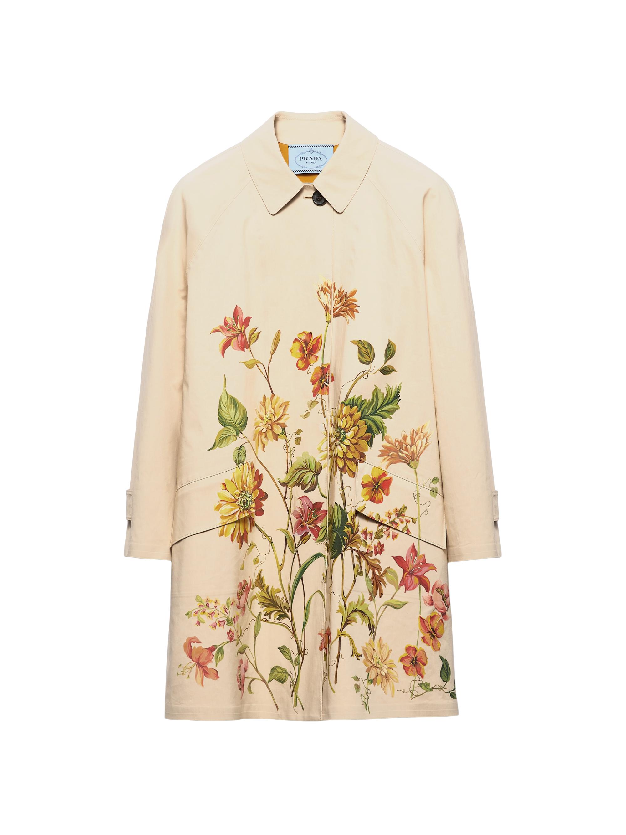 Prada Women's Printed Cotton Single-Breasted Coat - Beige