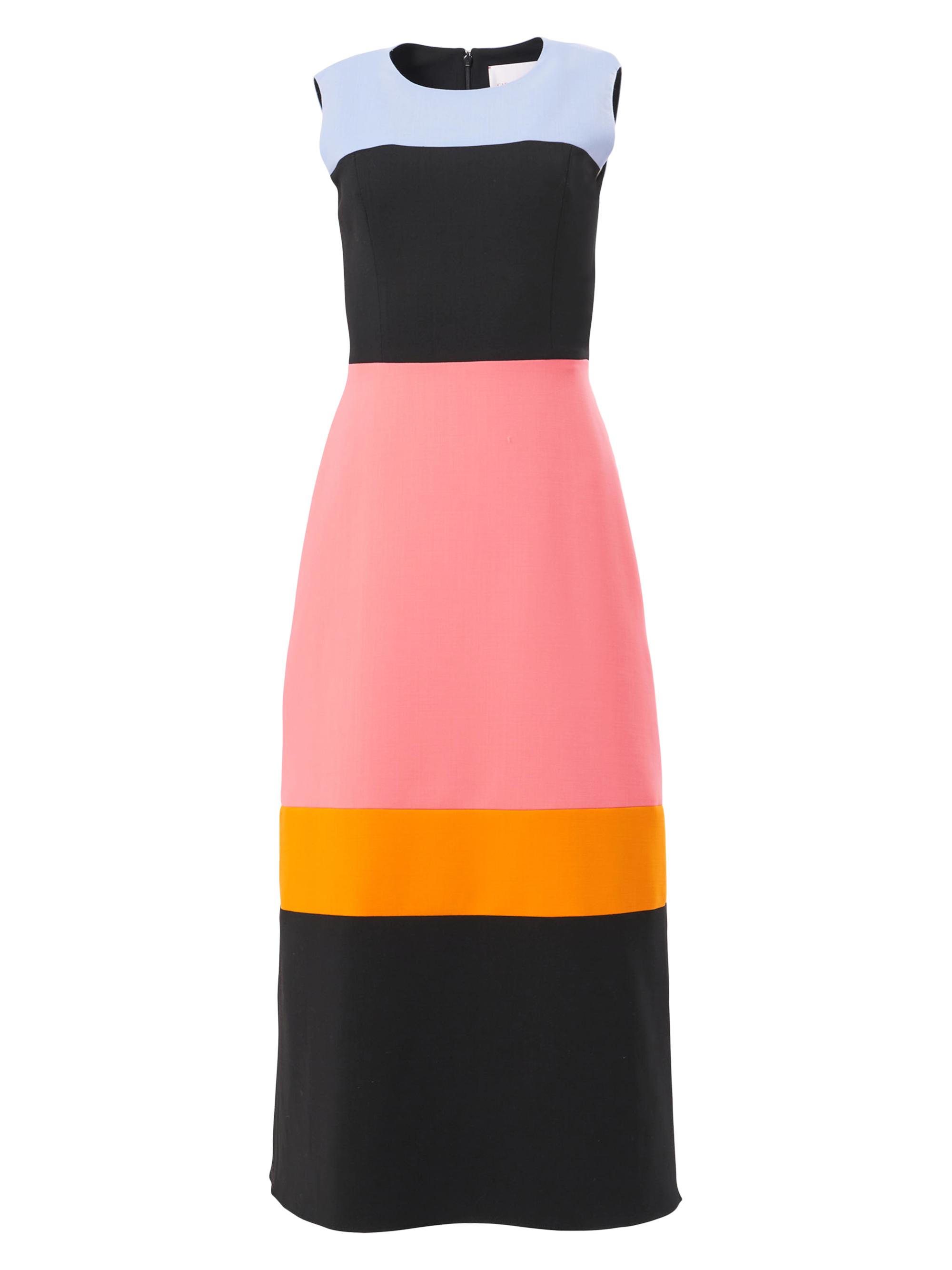 Carolina Herrera Women's Colorblocked Crewneck Sleeveless Midi-Dress