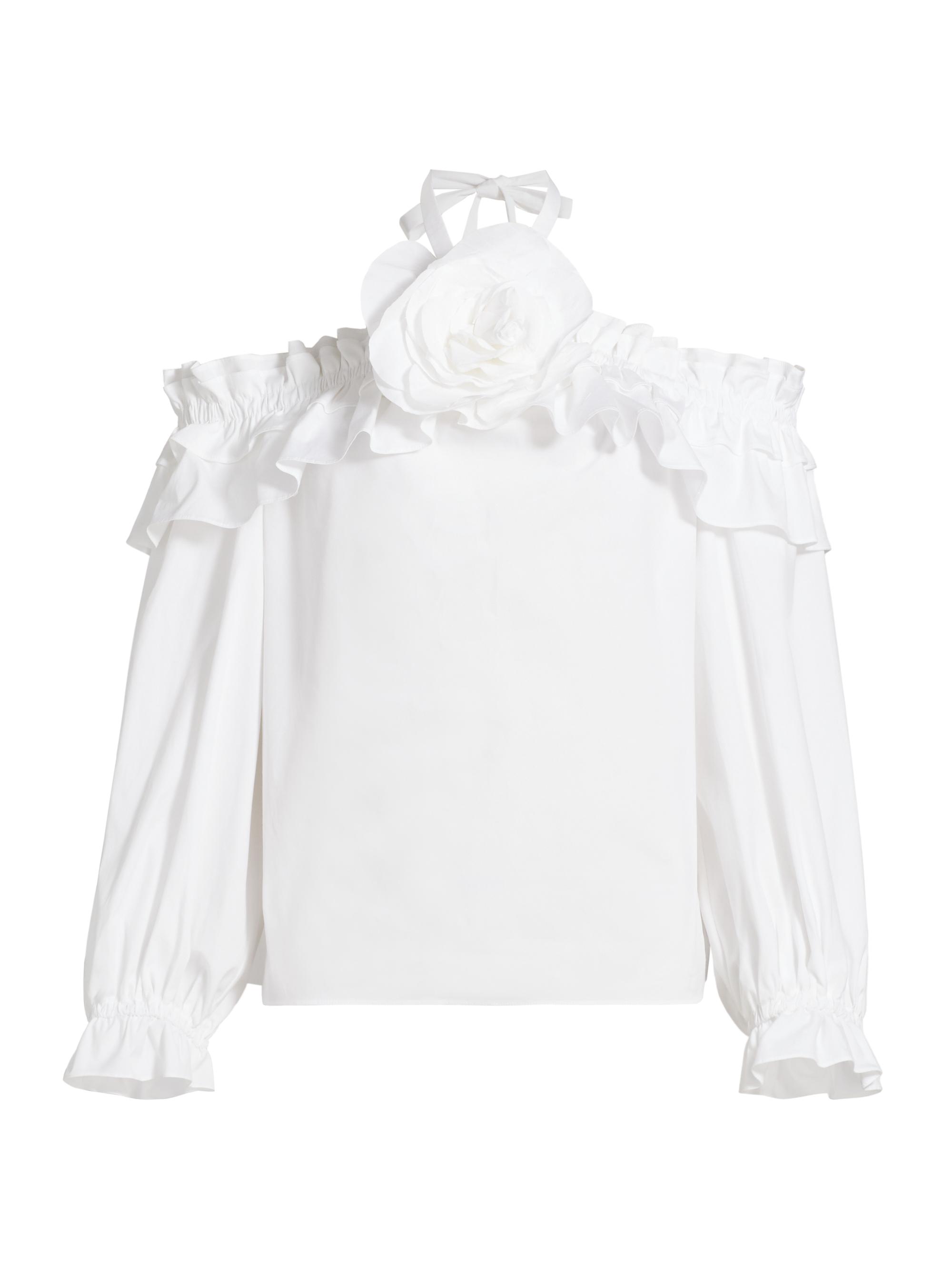 トップス Perfumecloset High Neck Blouse FuturePop MakeMeChic Women's Floral Print Long Sleeve Ruffle High Neck