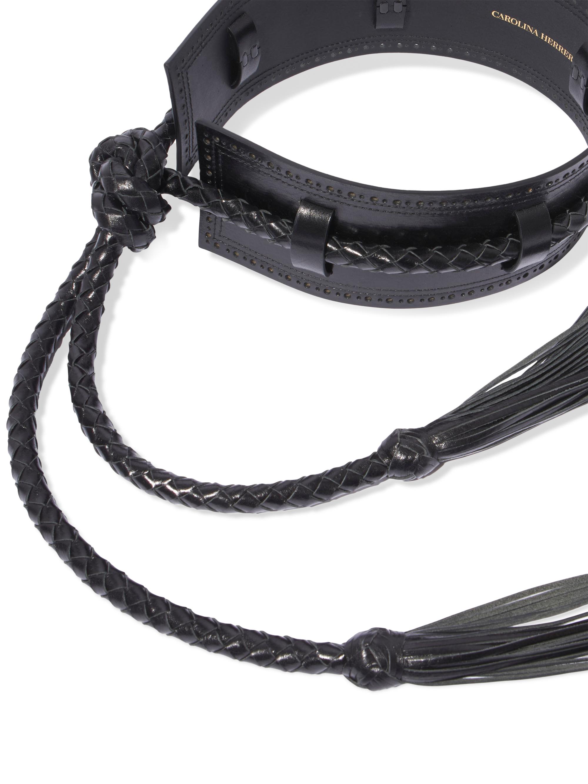 Carolina Herrera Women's Braided Leather Belt - Black