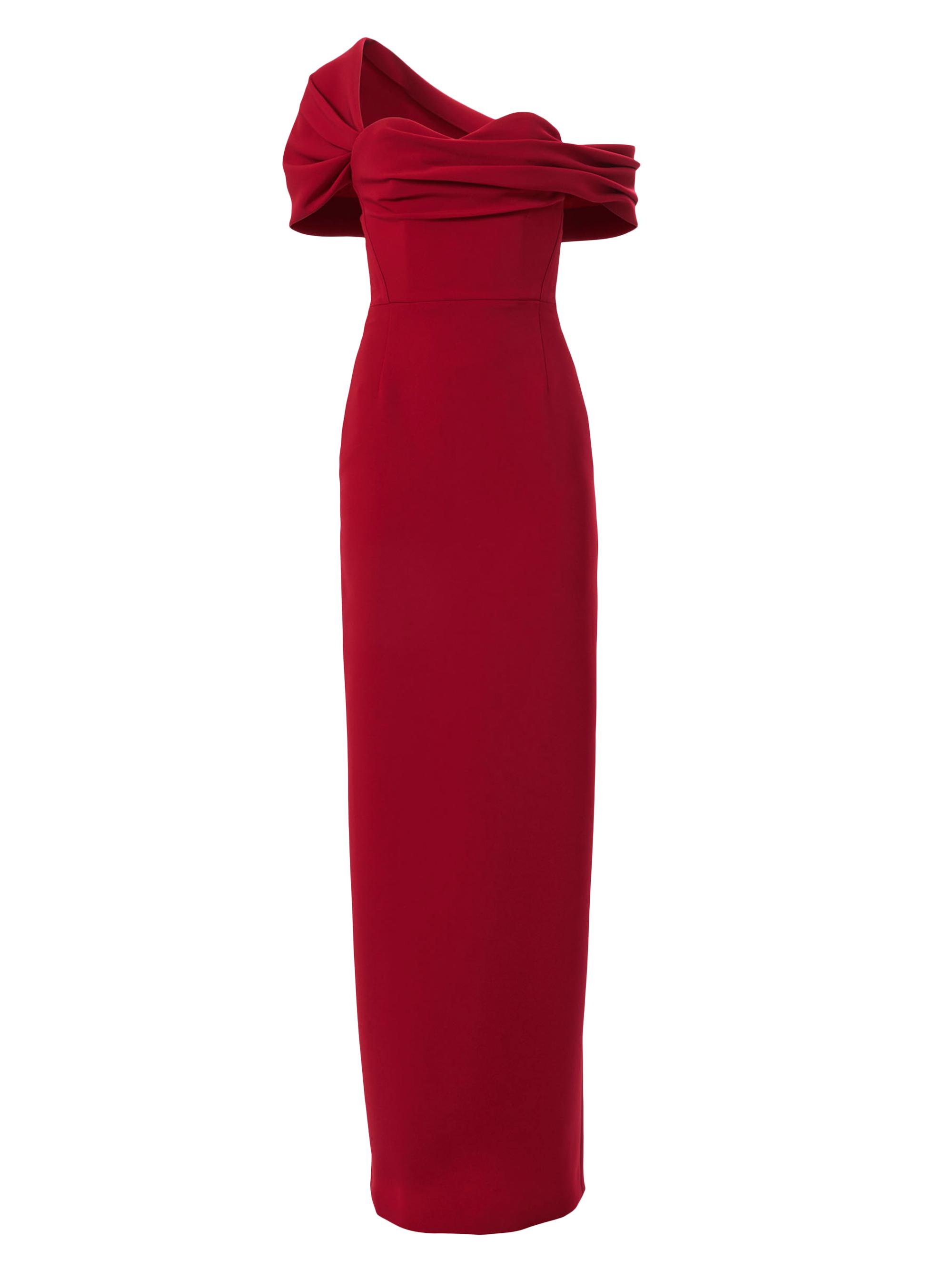 Carolina Herrera Women's Draped Off-the-Shoulder Column Gown - Currant
