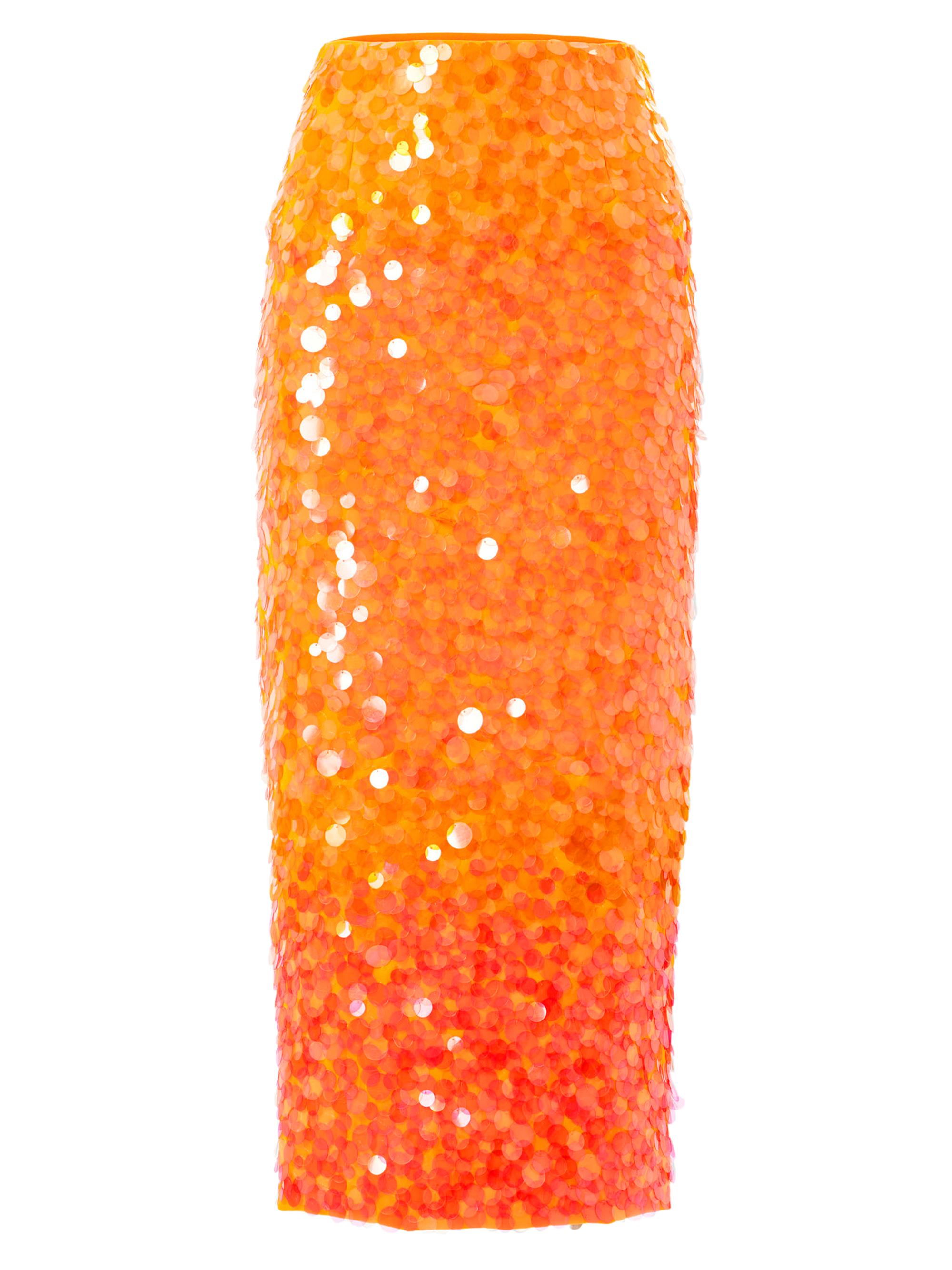 Carolina Herrera Women's Ombré Paillettes Midi-Skirt - Marigold Multi