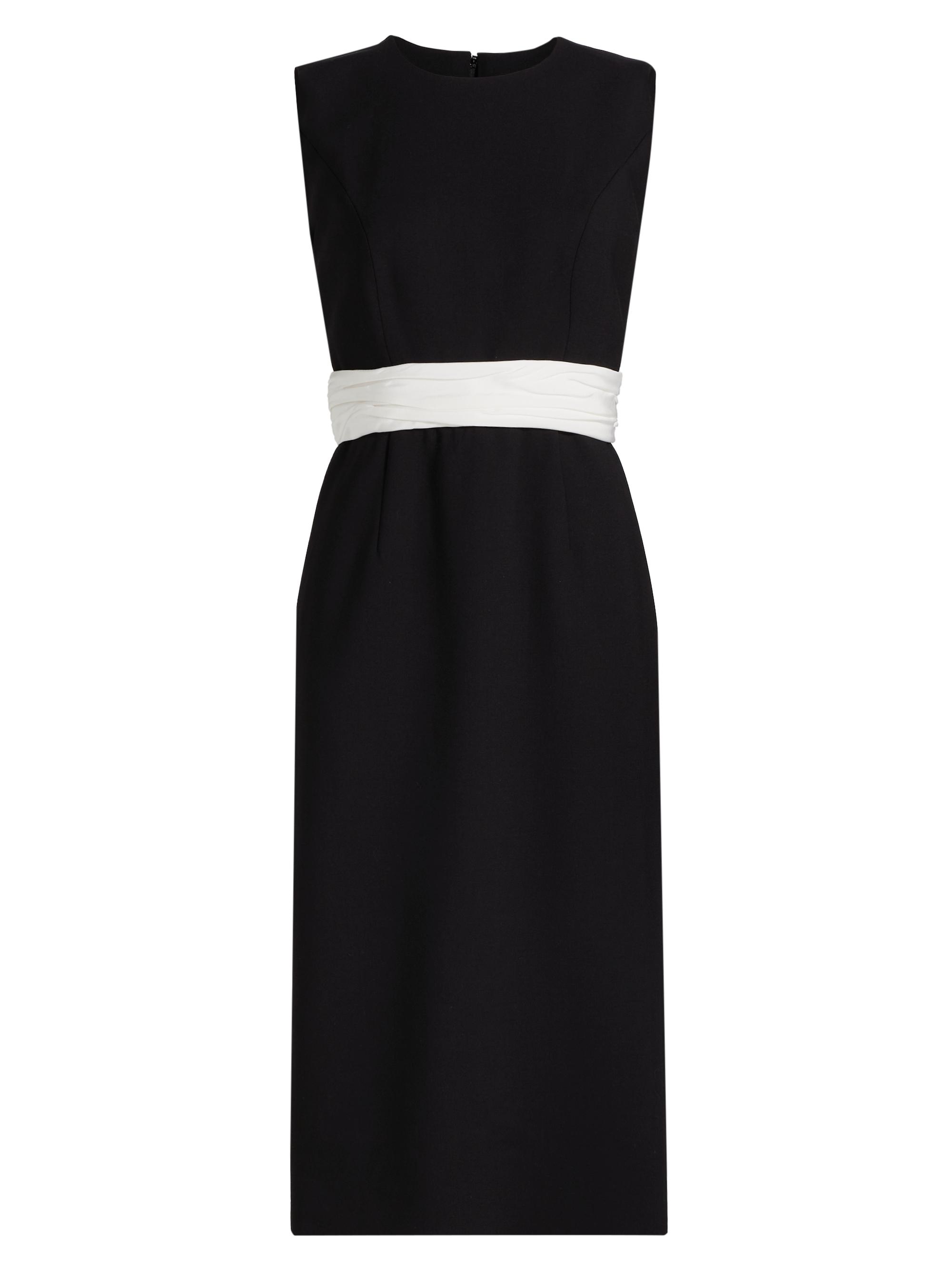 Carolina Herrera Women's Cummerbund Crewneck Sleeveless Dress - Black White