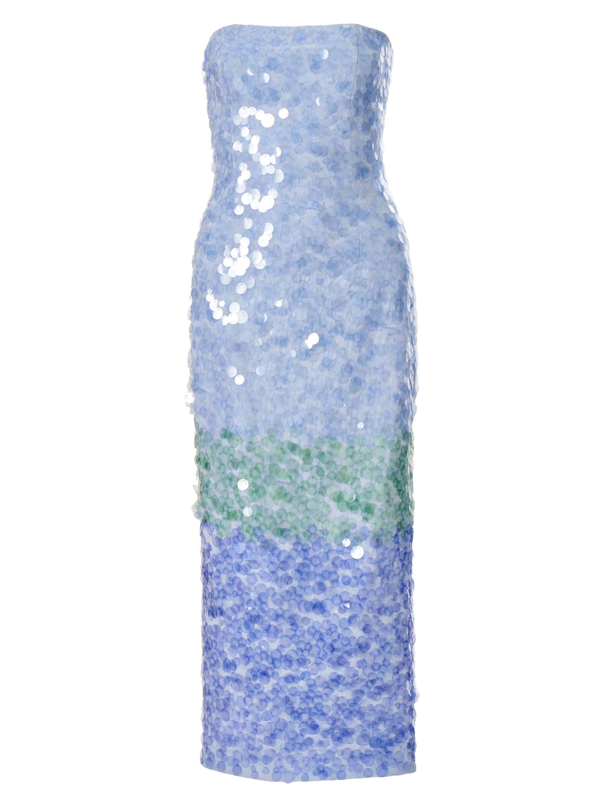 Carolina Herrera Women's Ombré Sequined Strapless Midi-Dress - Celeste Multi