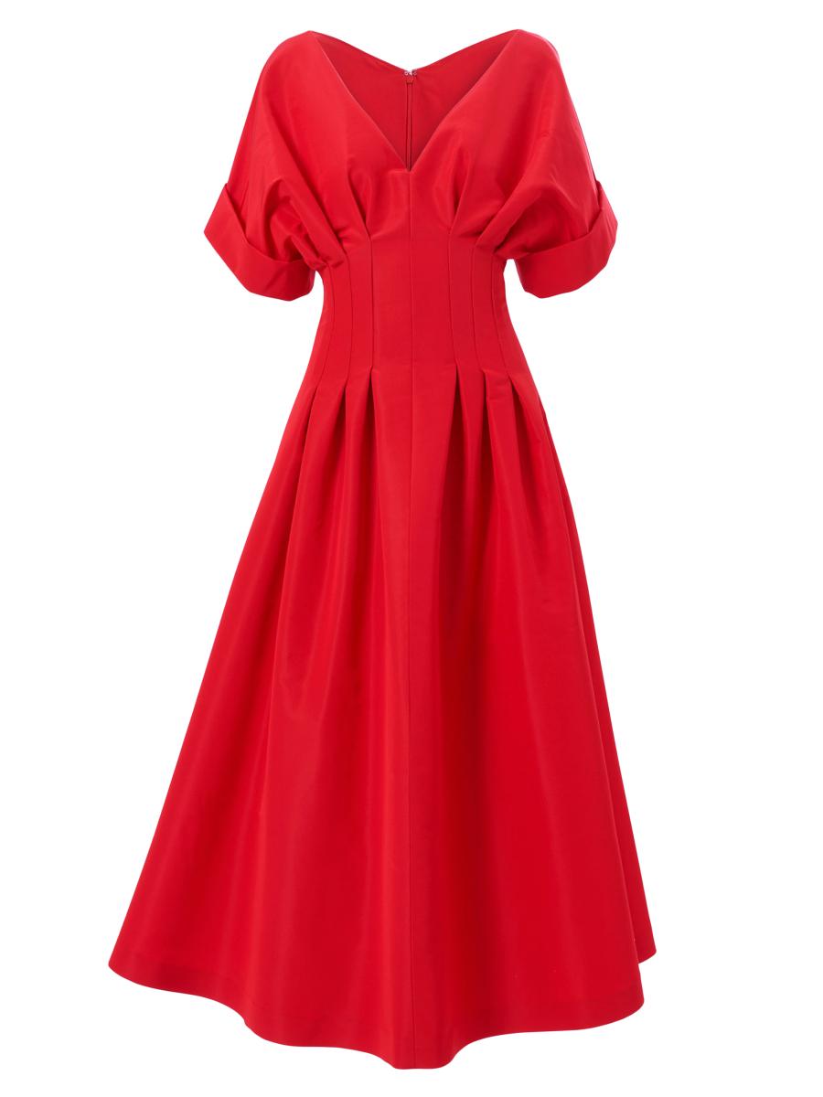 Carolina Herrera Gathered Silk V-Neck Cocktail Dress Saks Fifth