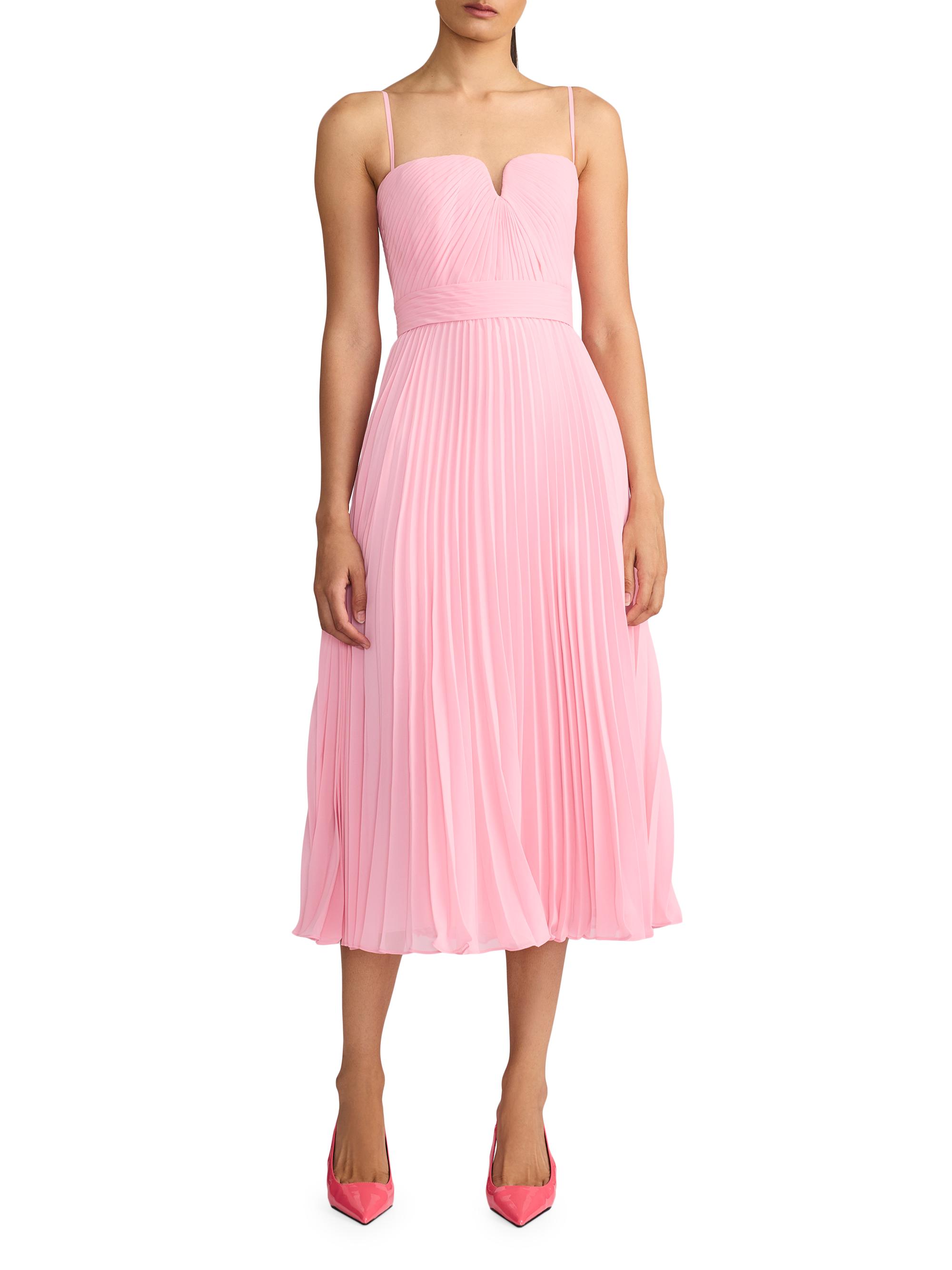 Zac Posen Pleated Chiffon Midi Dress