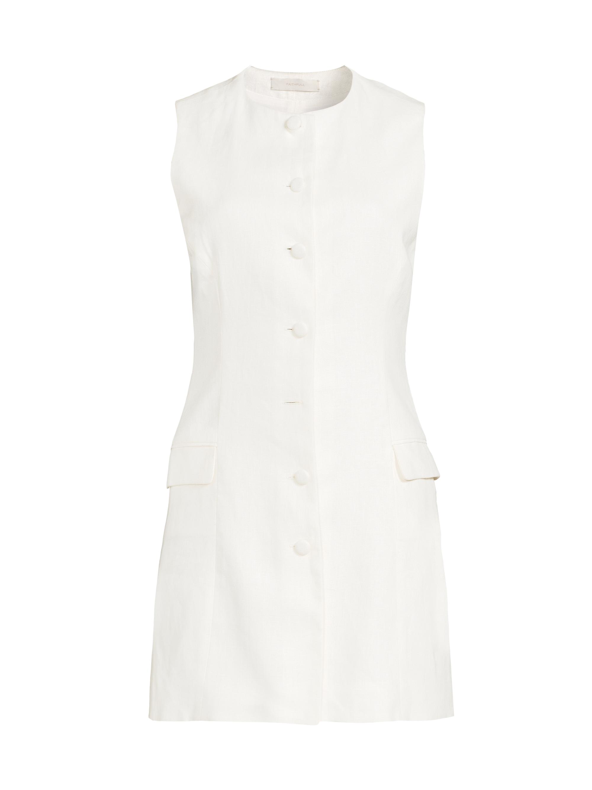 Faithfull the Brand Women's Jane Button-Front Linen Minidress - White