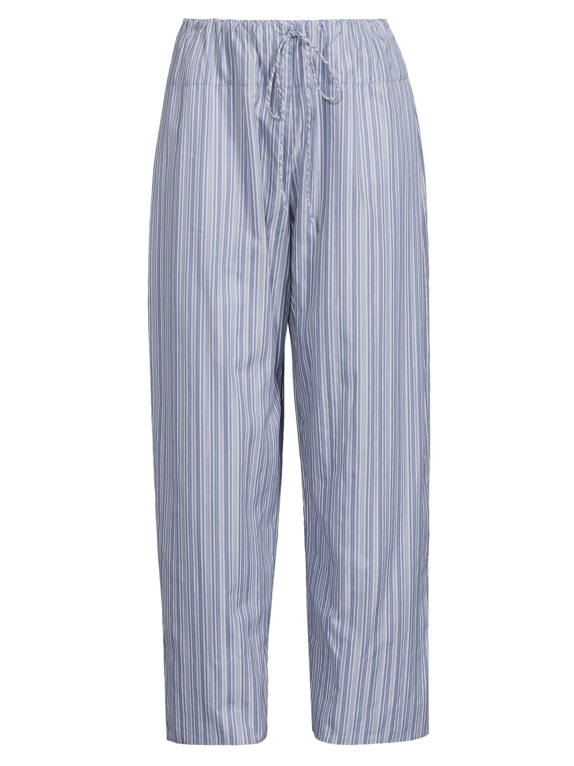 Faithfull the Brand Women's Vieu Relaxed Striped Cotton Pants - Blue Stripe