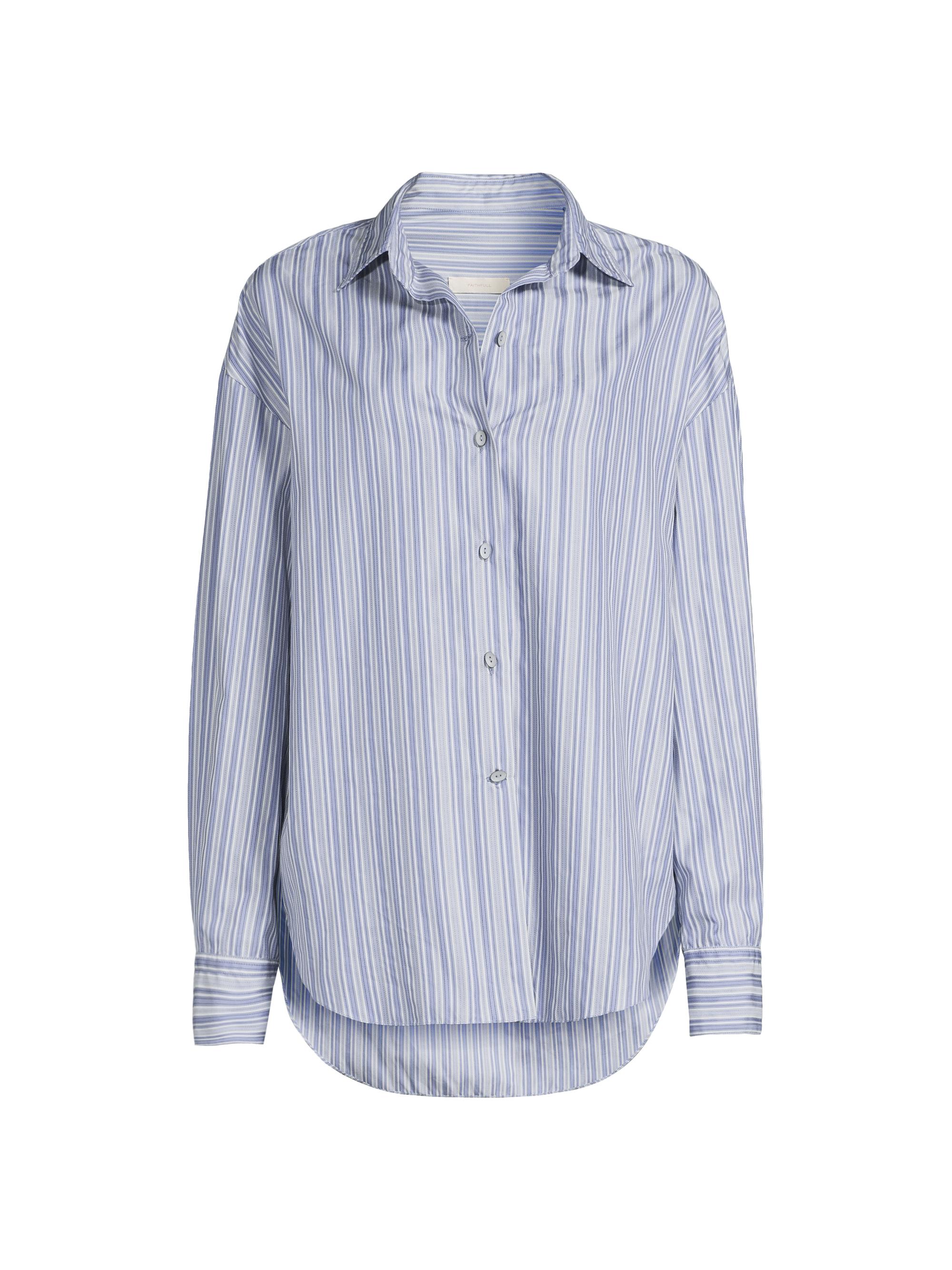 Faithfull the Brand Women's En Vau Striped Cotton Button-Front Shirt - Blue Stripe