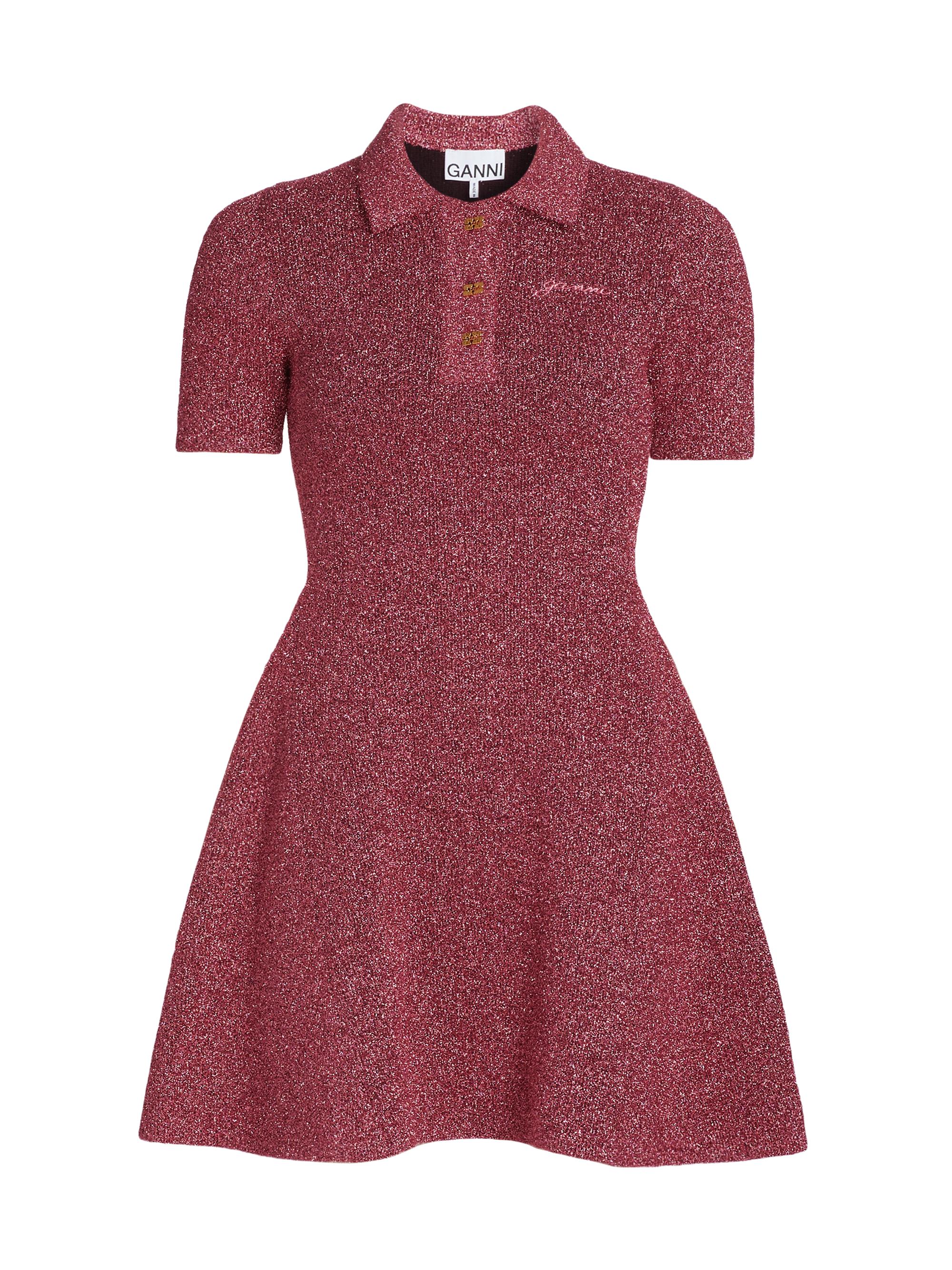 Ganni Sparkle Knit Polo Minidress | Saks Fifth Avenue