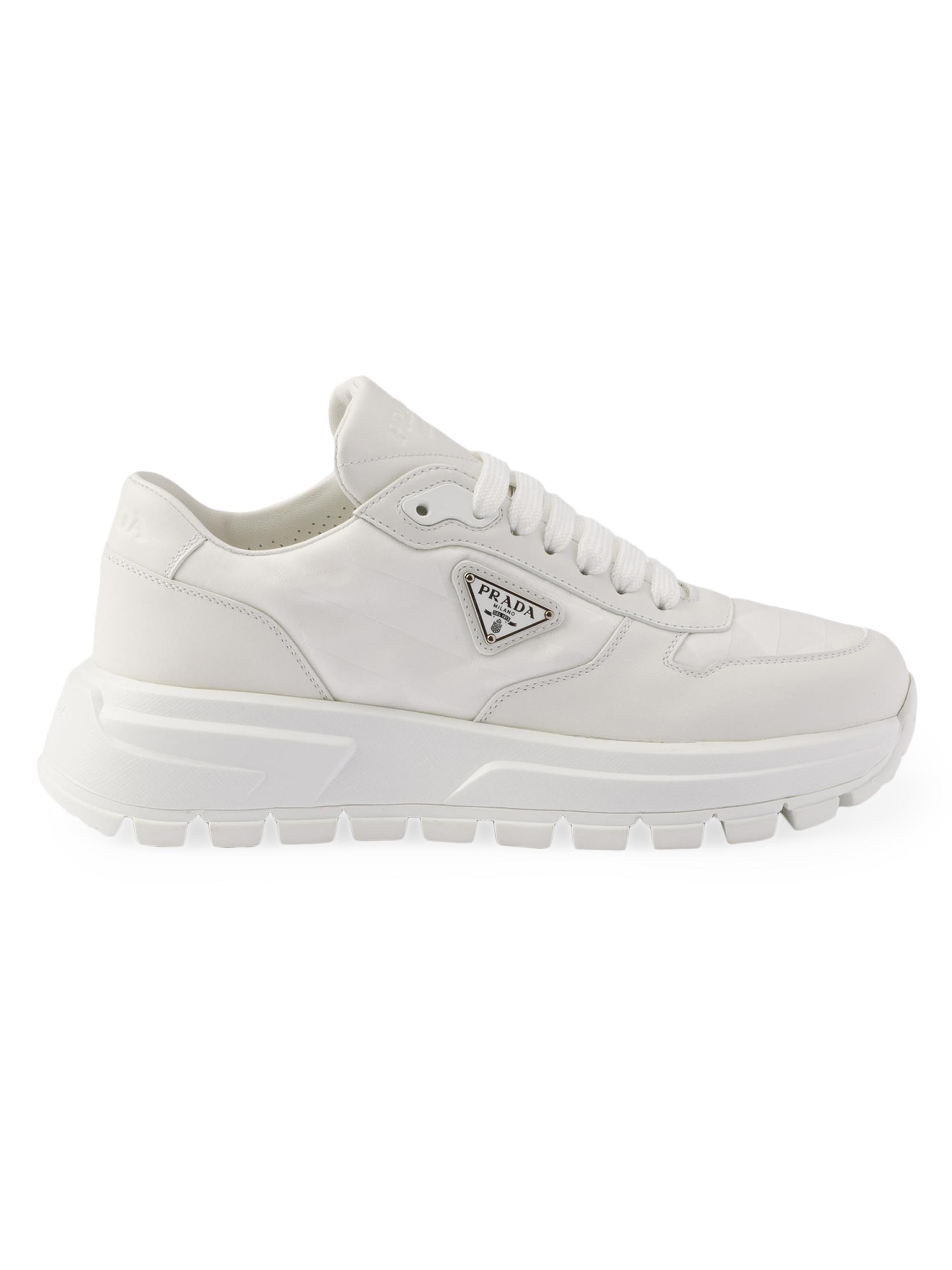 Prada Women's Prax 01 Re-Nylon and Leather Sneakers - White