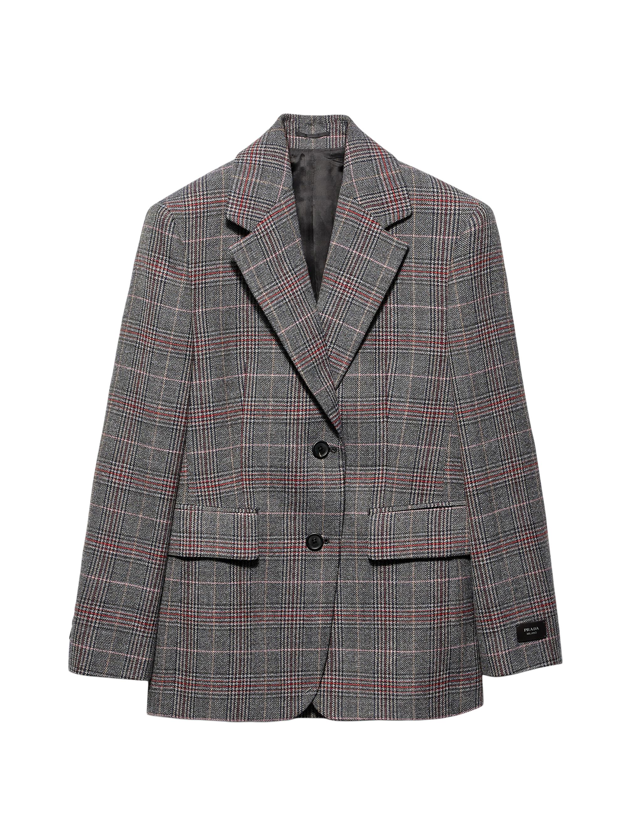 Prada Women's Single Breasted Prince of Wales Checked Jacket - Brown