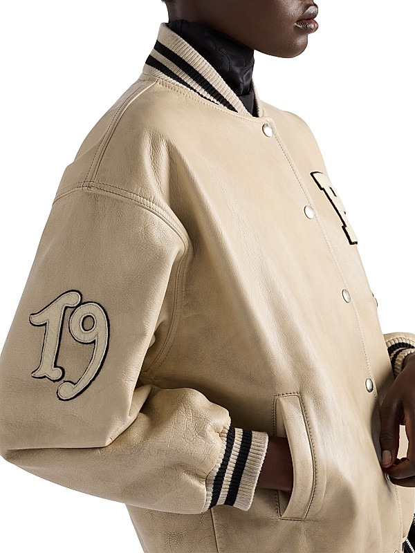 Shop Prada Leather Bomber Jacket with Patch | Saks Fifth Avenue Shop Prada Leather Bomber Jacket with Patch | Saks Fifth Avenue