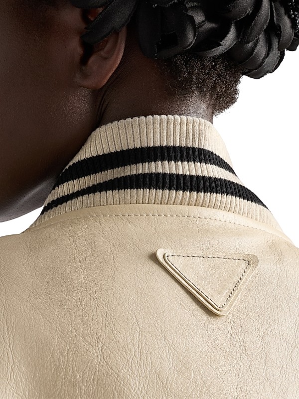 Shop Prada Leather Bomber Jacket with Patch | Saks Fifth Avenue Shop Prada Leather Bomber Jacket with Patch | Saks Fifth Avenue