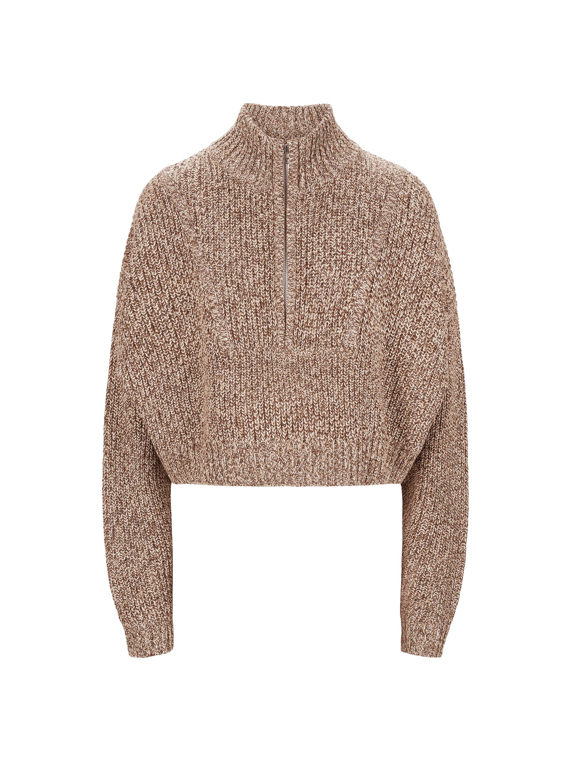 Staud Women's Hampton Cotton-Blend Crop Sweater - Mocha
