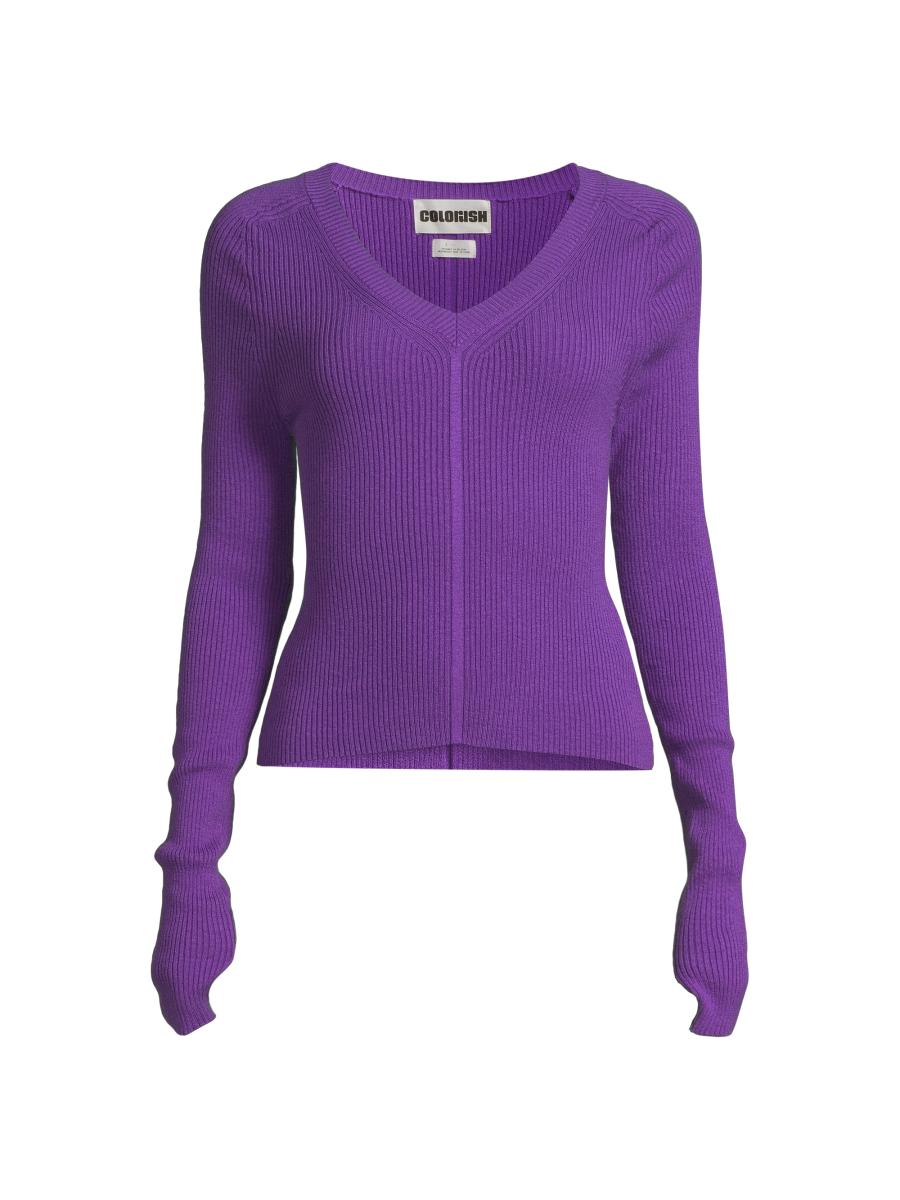 Shop COLORUSH Jones Rib-Knit V-Neck Sweater | Saks Fifth Avenue Shop COLORUSH Jones Rib-Knit V-Neck Sweater | Saks Fifth Avenue