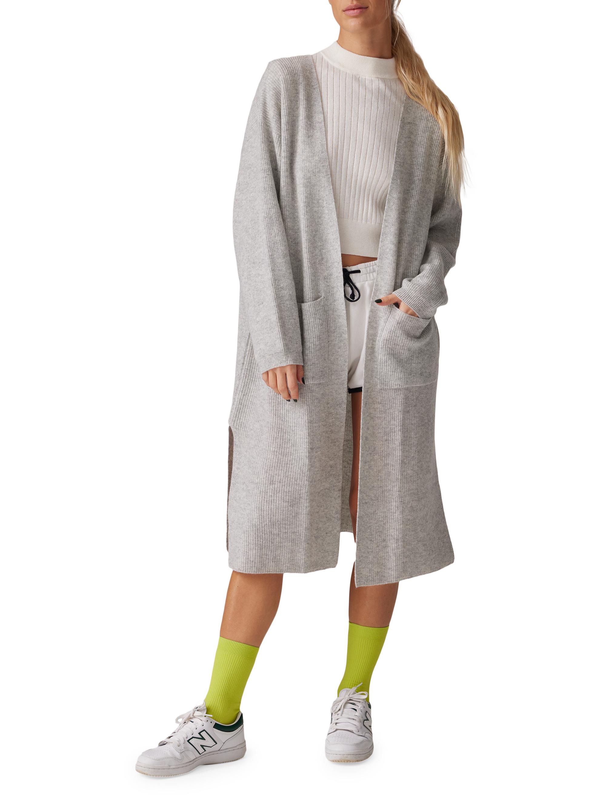 COLORUSH Women's Electric Cashmere Maxi Cardigan - Fluffy Grey