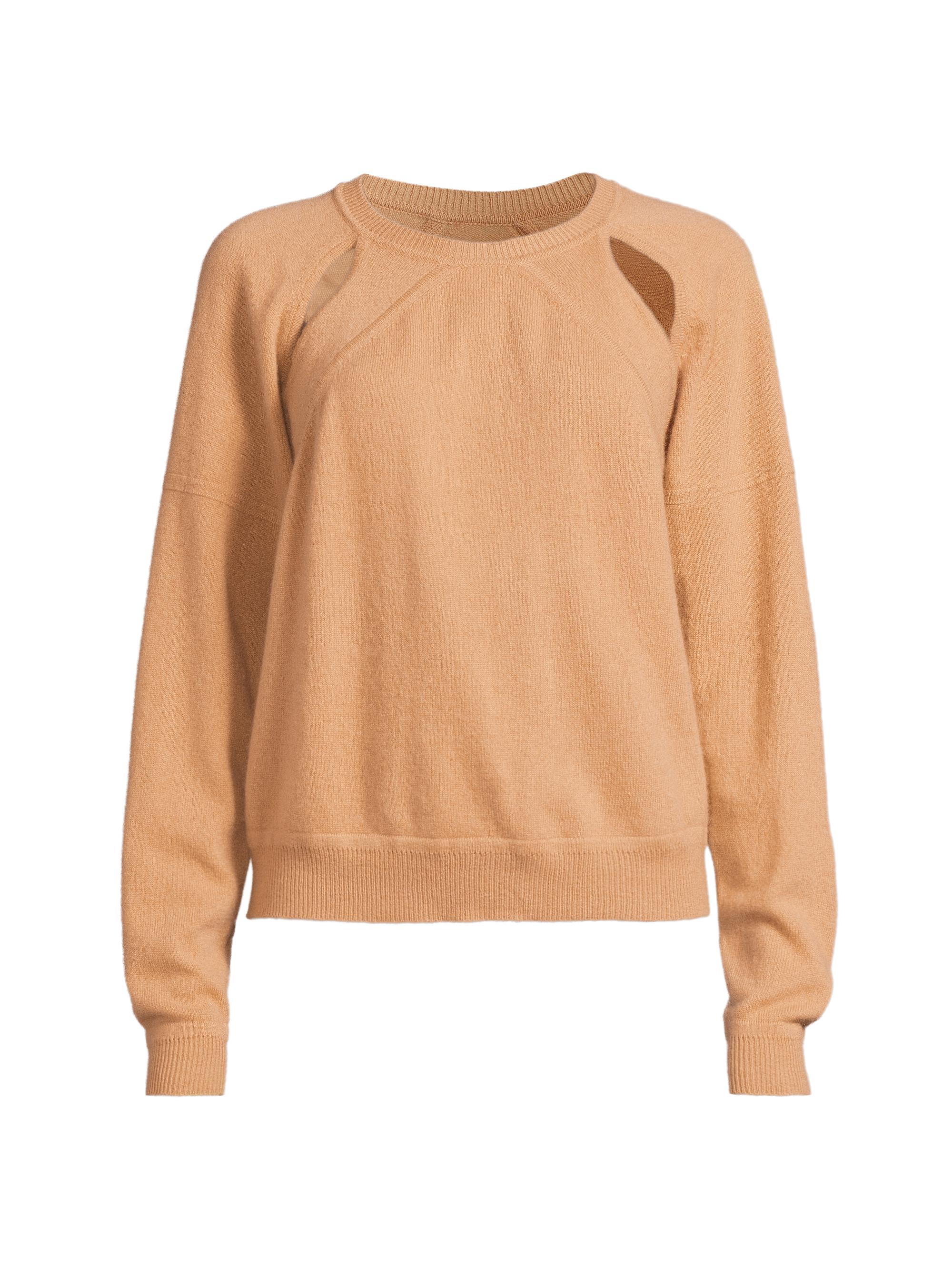 COLORUSH Women's Palooza Cut-Out Cashmere Sweater - Camel