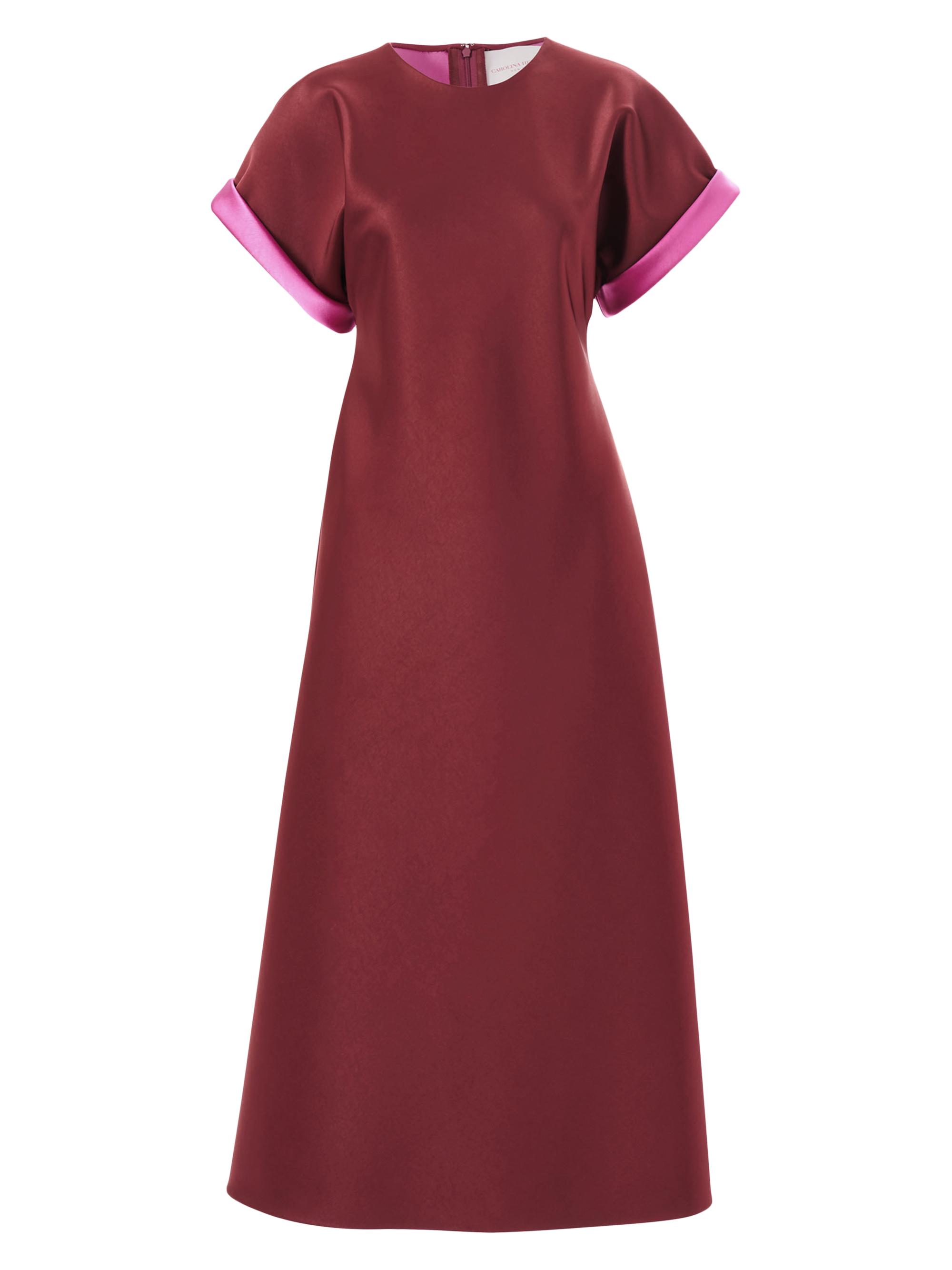 Carolina Herrera Women's Bias-Cut Crewneck Midi-Dress - Currant