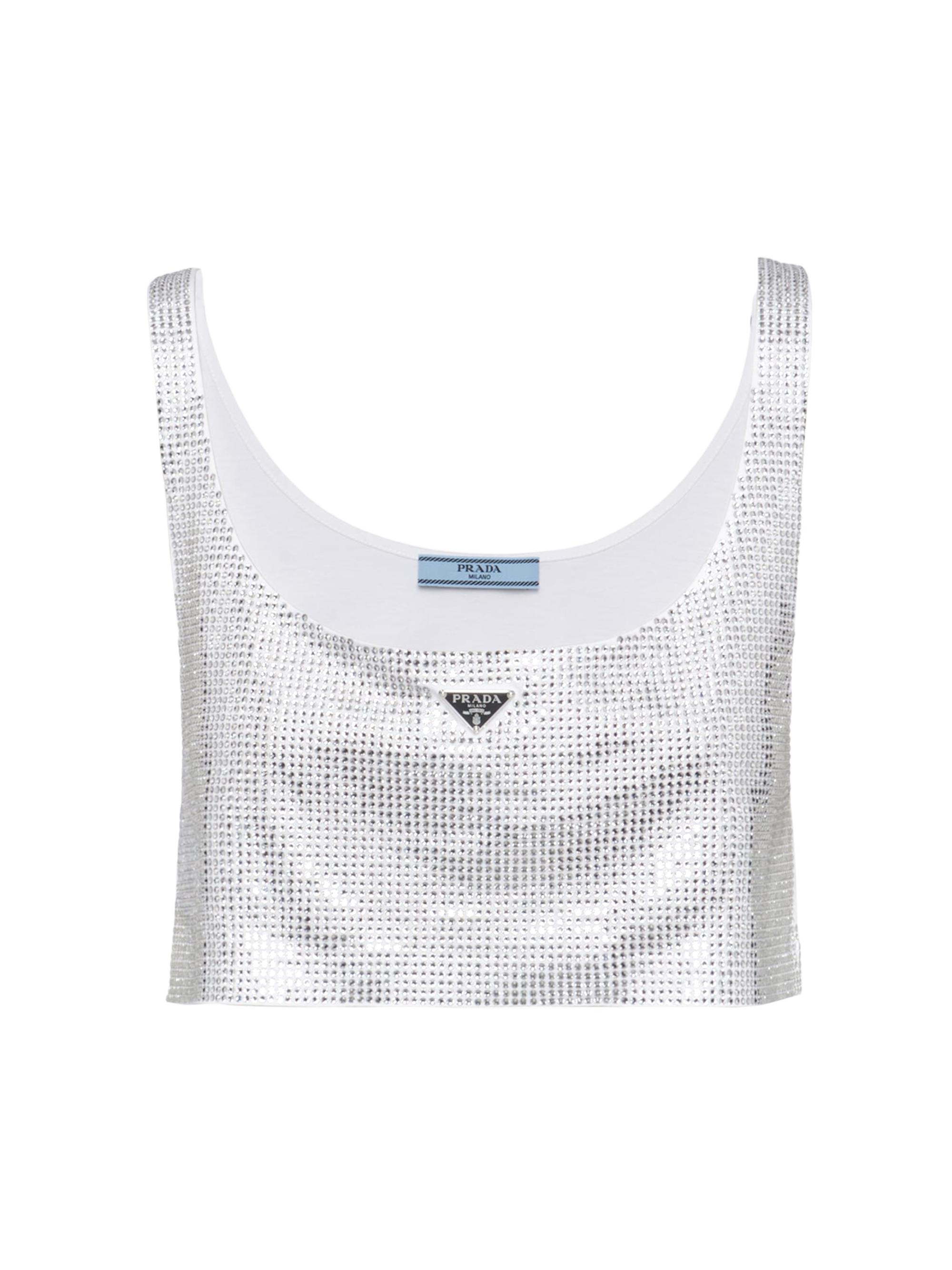 Prada Women's Embroidered Jersey Top - White