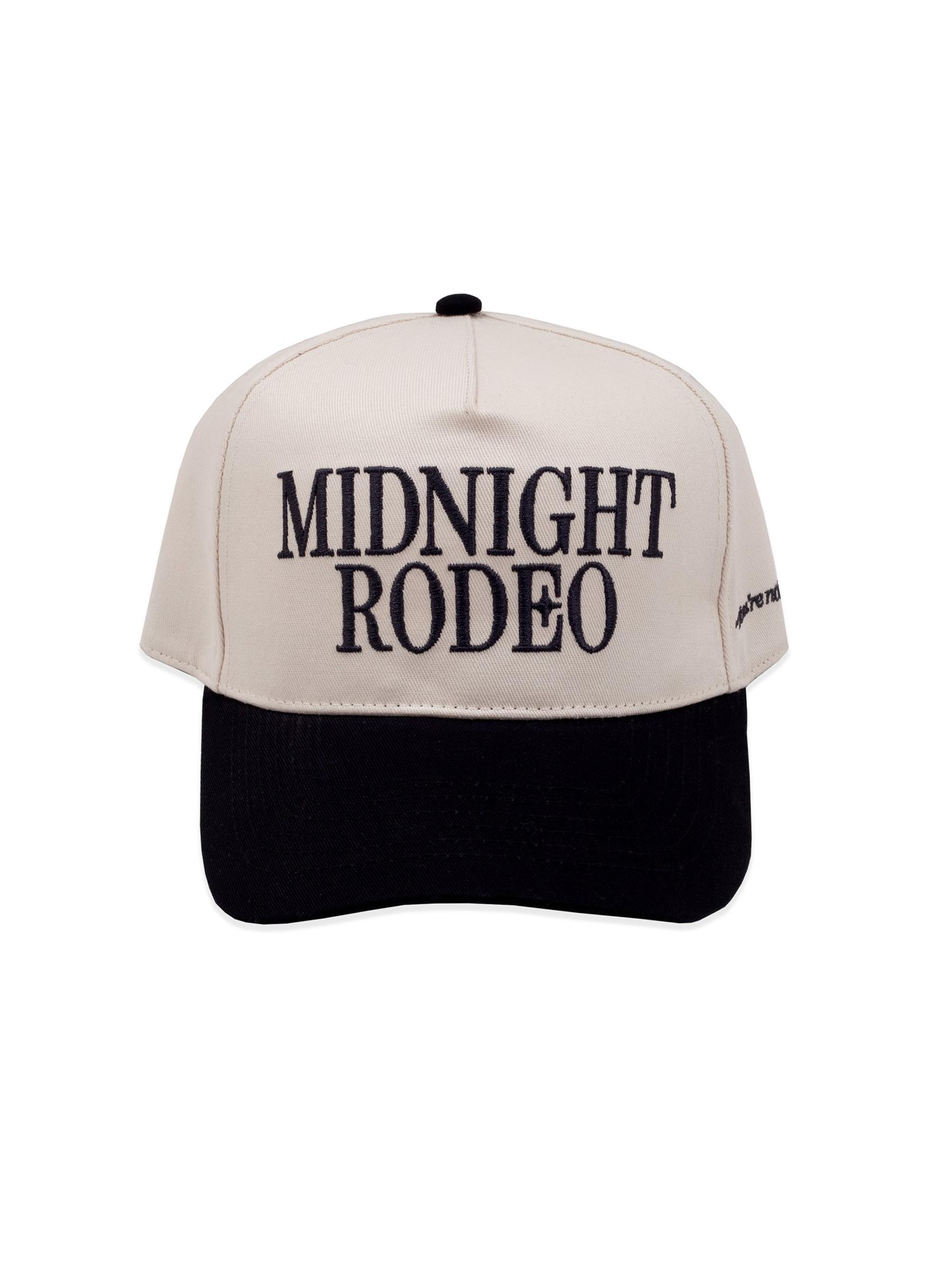 Midnight Rodeo Men's Alt Classic Logo Trucker Hat - Antique White Black