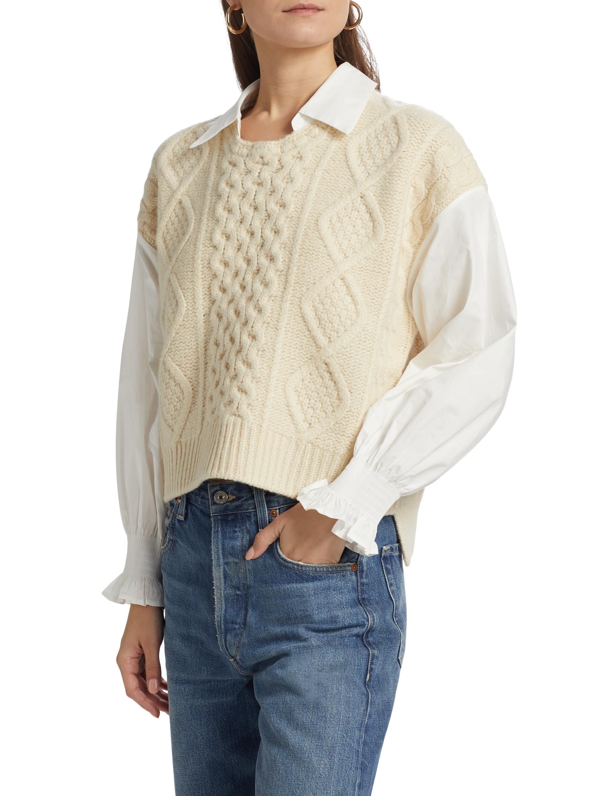 ☆Daisy☆ウールスムースVネックニット Sea Devina Mix Media Sweater | Saks Fifth Avenue