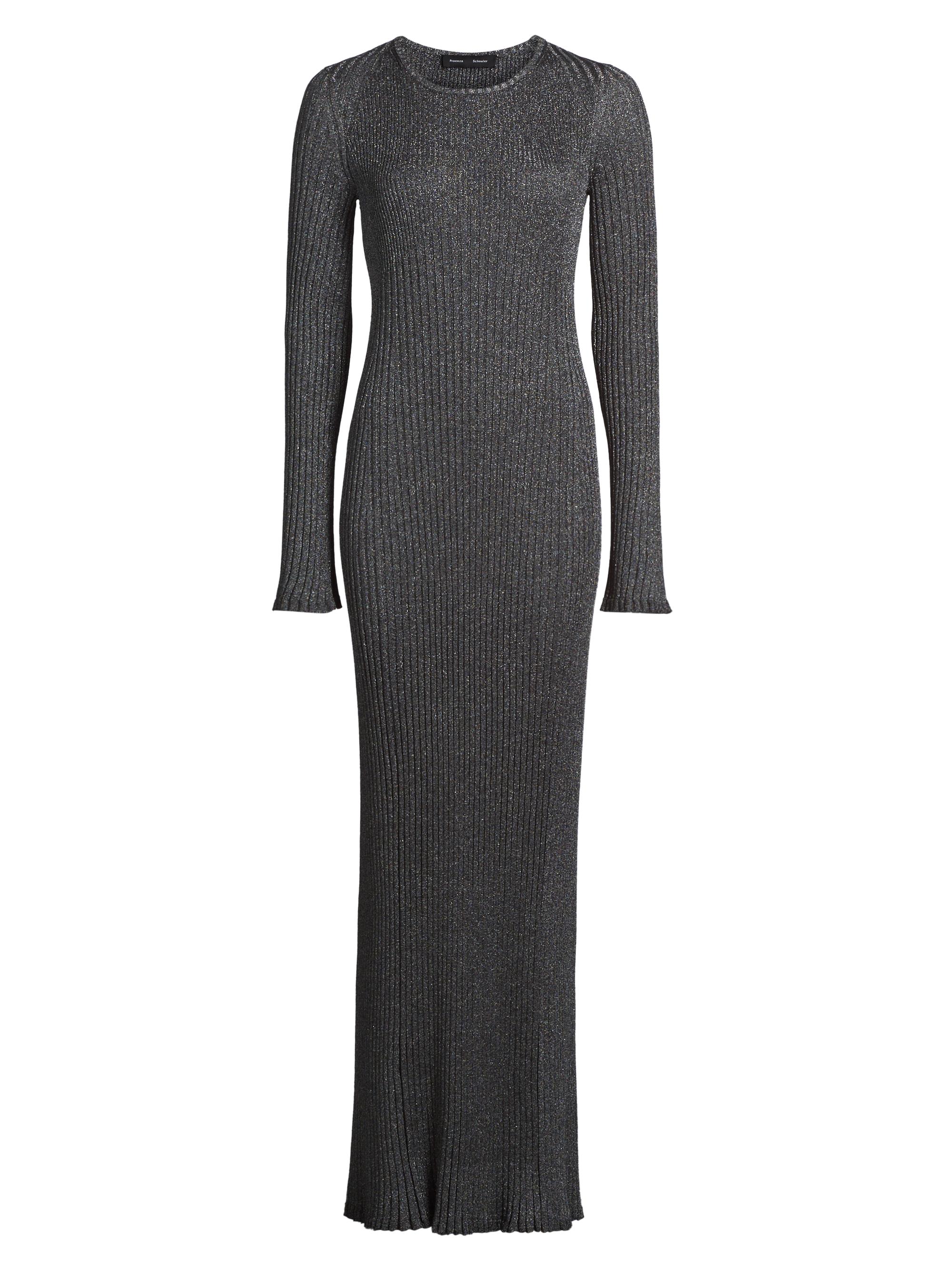 Proenza Schouler Women's Joni Metallic Rib-Knit Maxi Dress - Silver