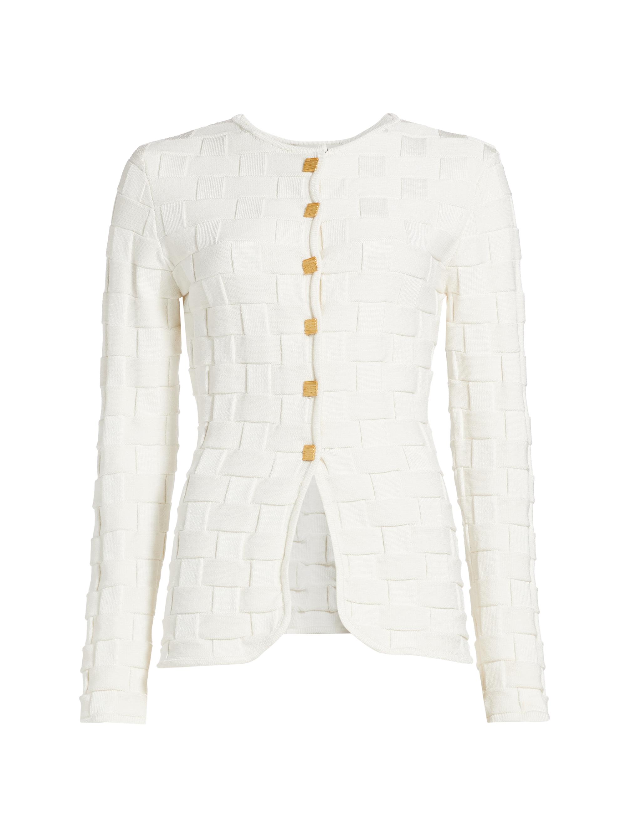 Tove Women's Uma Basketweave Knit Jacket - White Large
