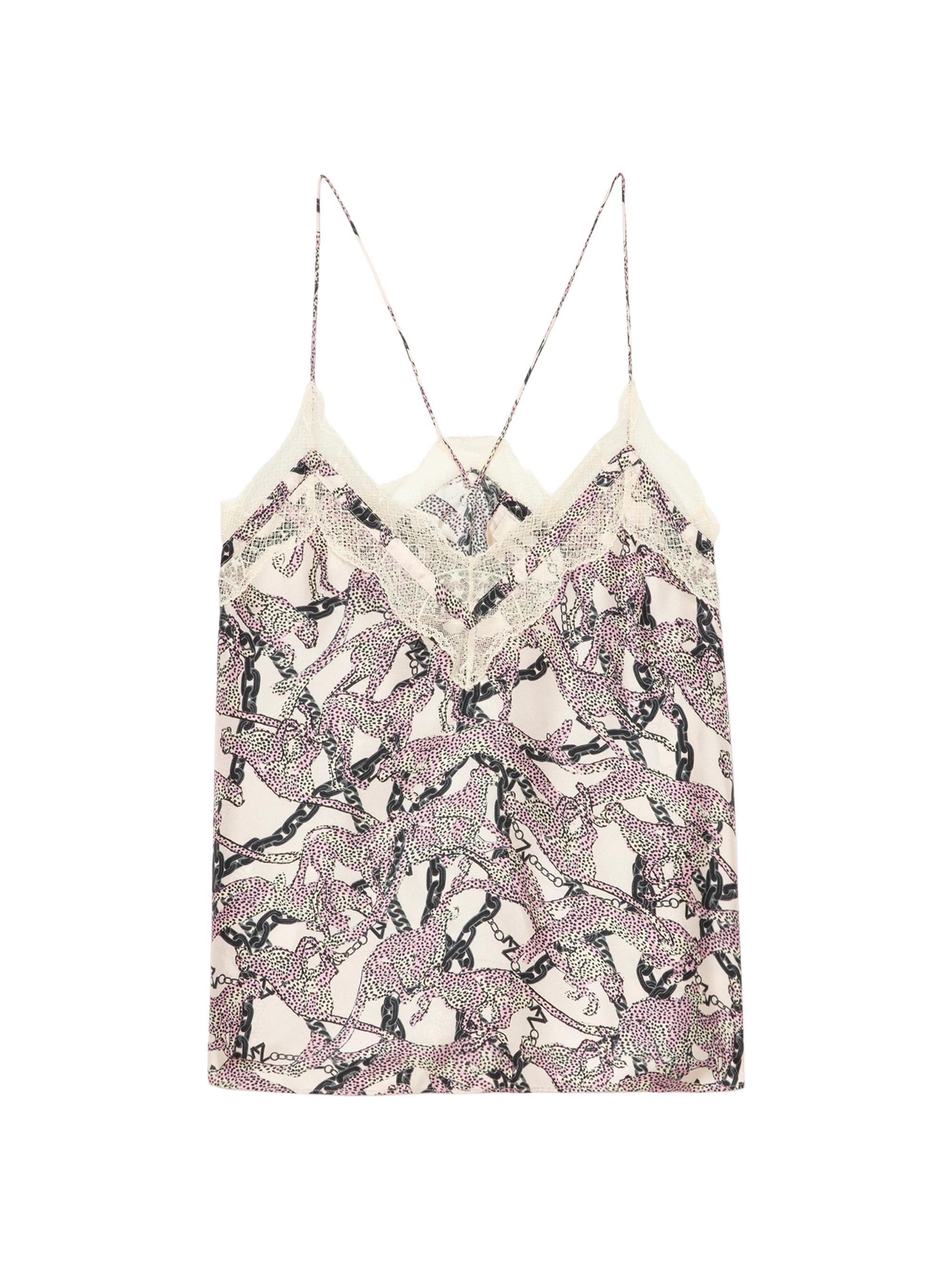 Zadig & Voltaire Women's Christo Abstract Silk Lace-Trim Camisole - Ecru