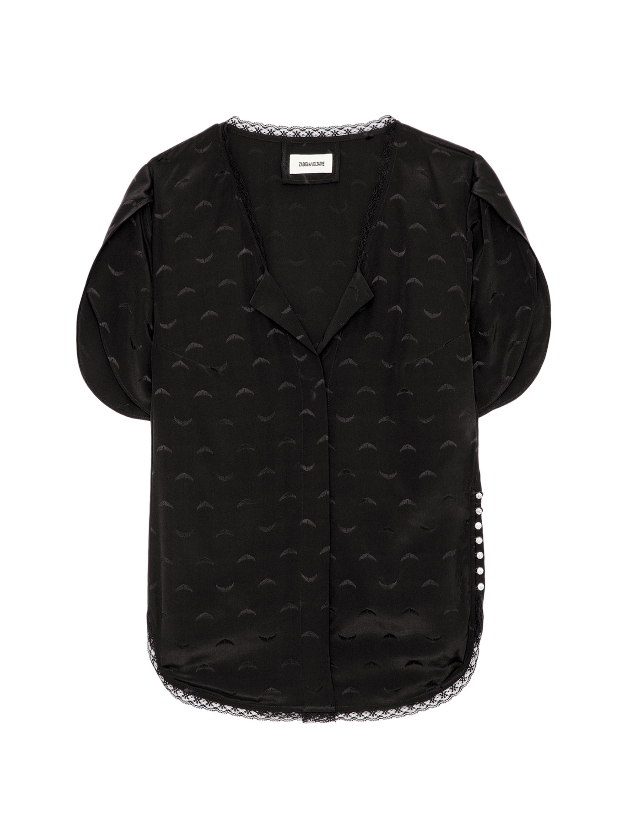 Zadig & Voltaire Women's Tiffiny Jac Wings Silk Short-Sleeve Blouse - Noir