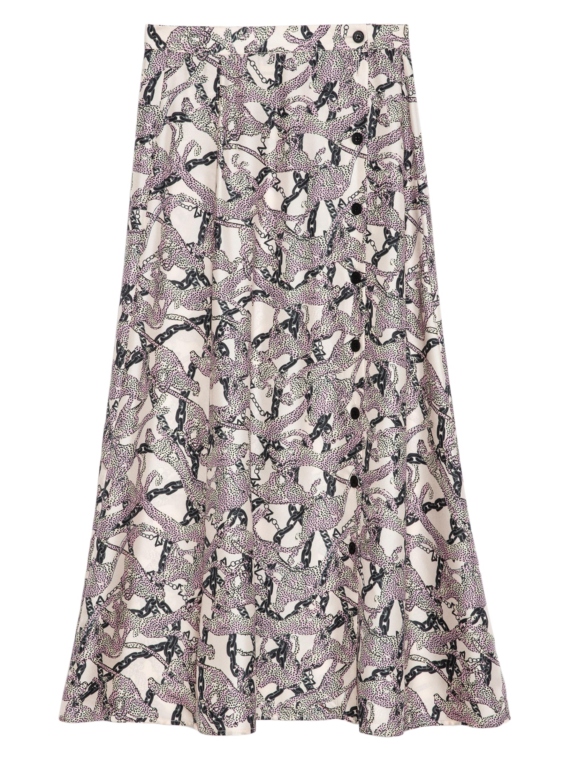 Zadig & Voltaire Women's June Leopard Silk Midi Skirt - Ecru