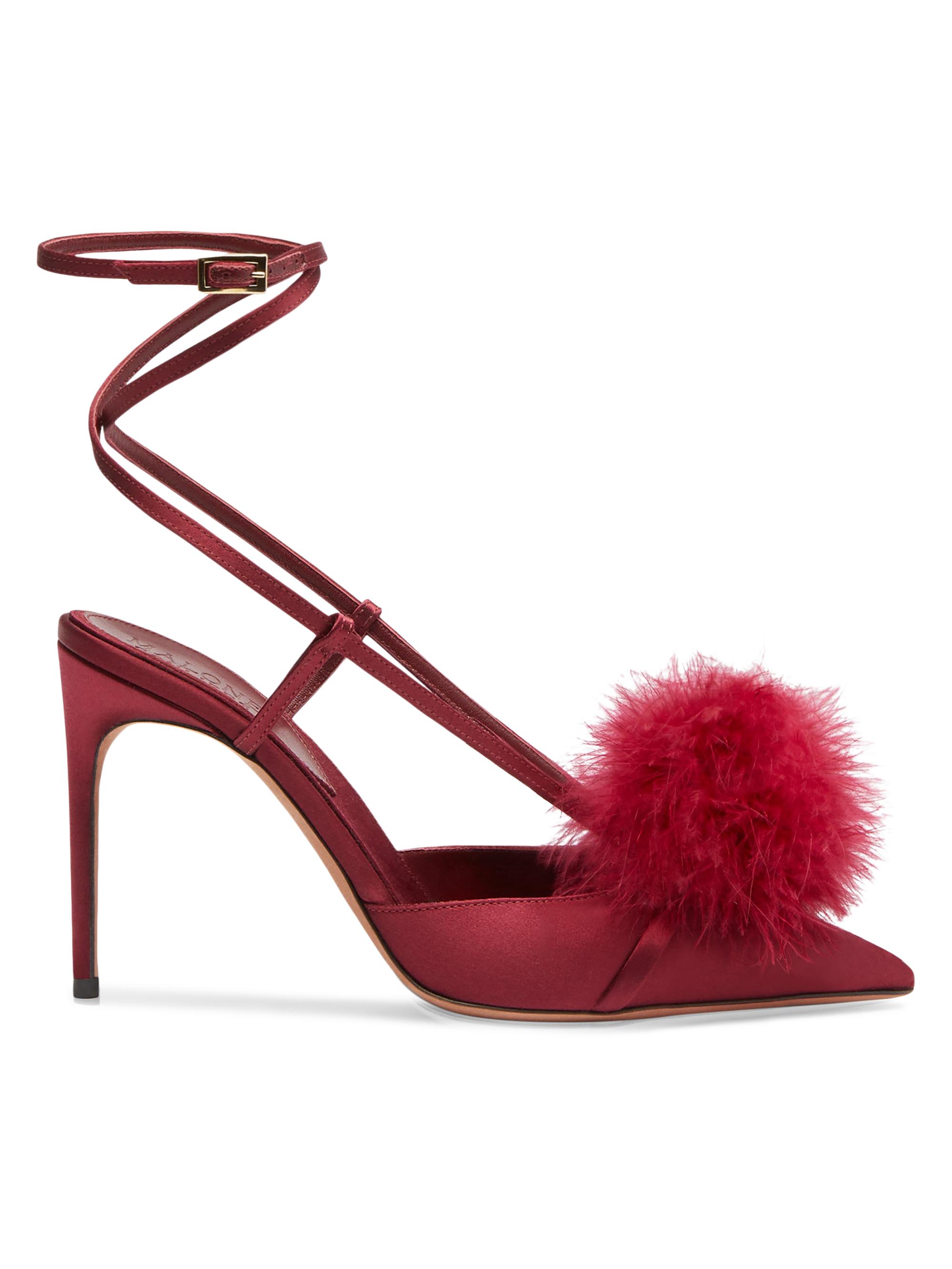 Malone Souliers Women's Raffaella 90MM Satin Slingback Pumps - Burgundy