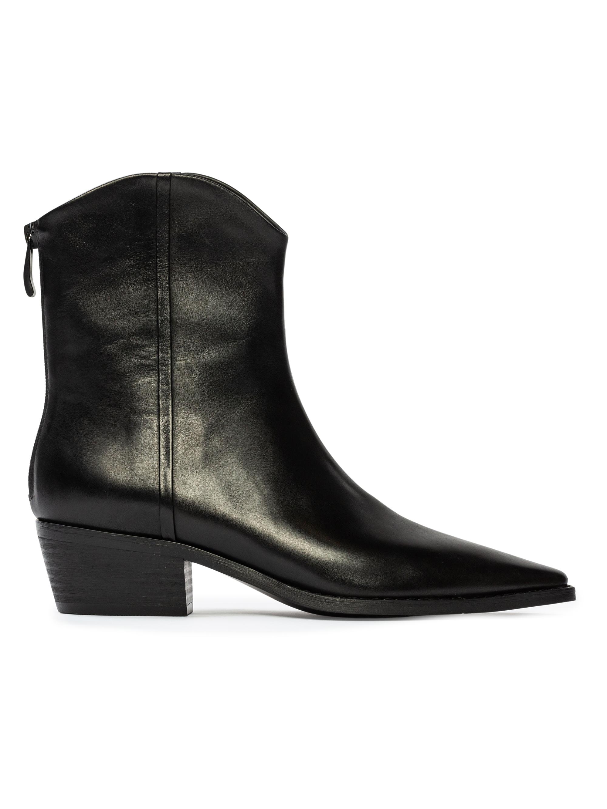 Black Suede Studio Women's Reed Leather Boots - Black Leather
